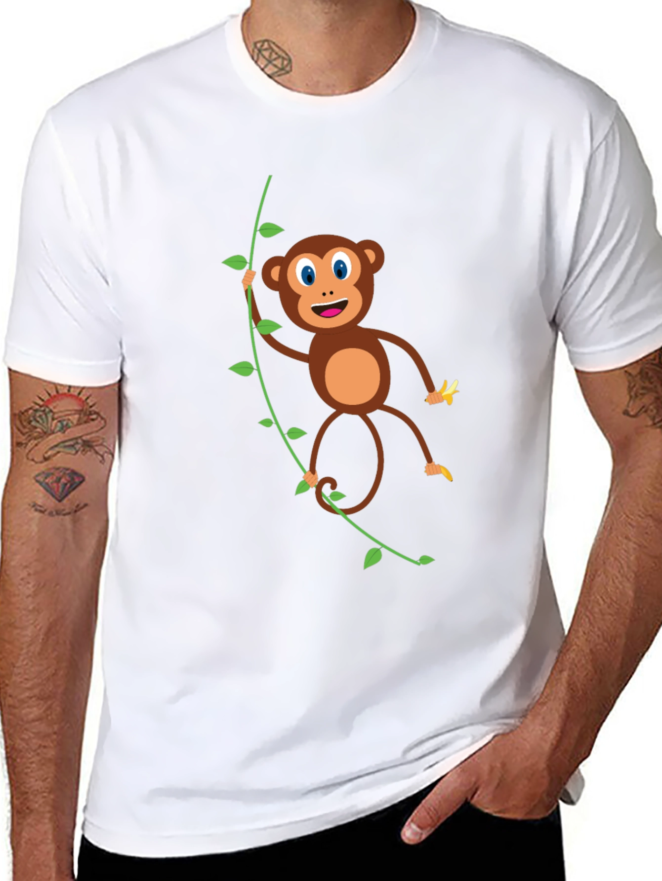 Cute Monkey Graphic T-Shirt - Black