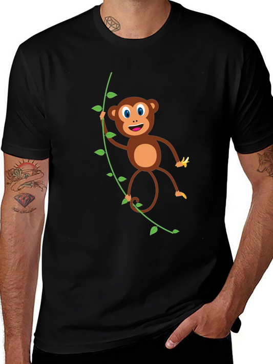 Cute Monkey Graphic T-Shirt - Black