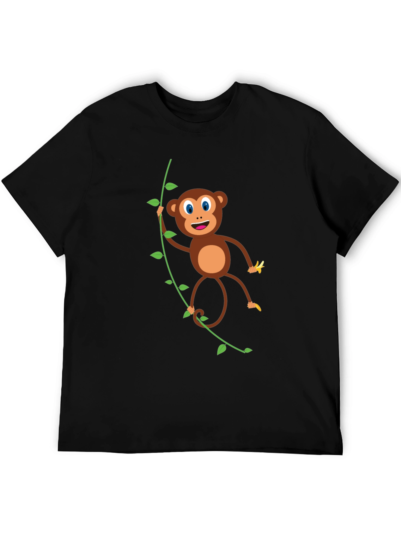 Cute Monkey Graphic T-Shirt - Black