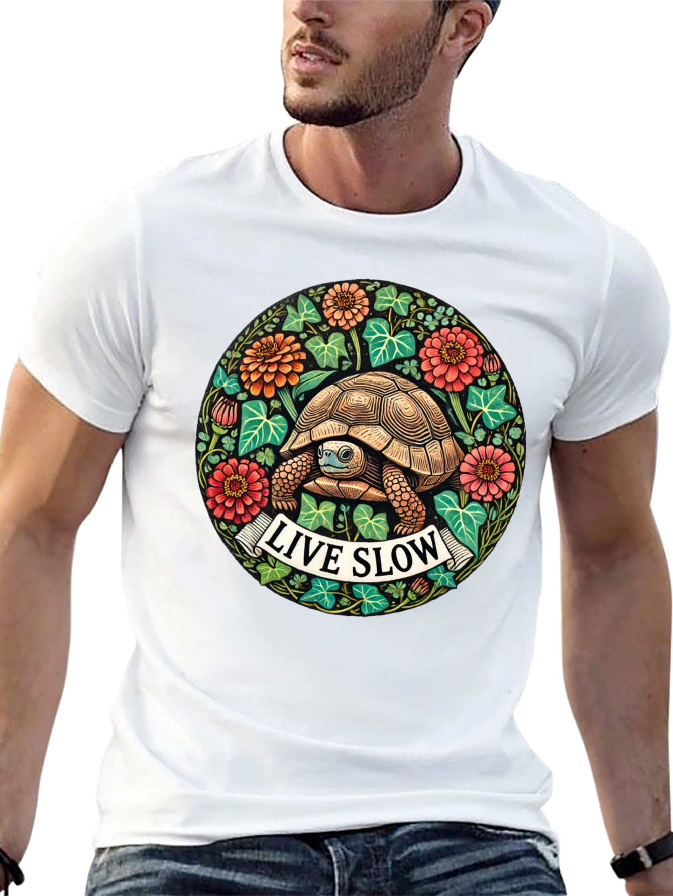 Live Slow Turtle Graphic Tee - Black