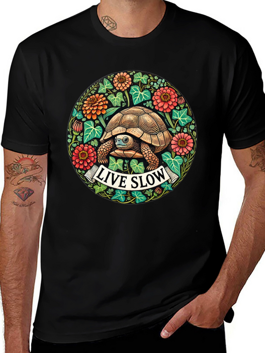 Live Slow Turtle Graphic Tee - Black