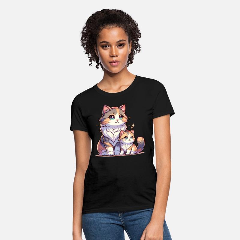 Adorable Cat and Kitten Duo in Cute Pose with