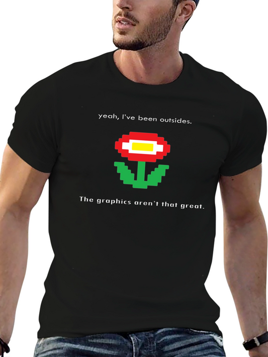 Funny Pixel Flower Graphic T-Shirt - Gamer Humor Tee