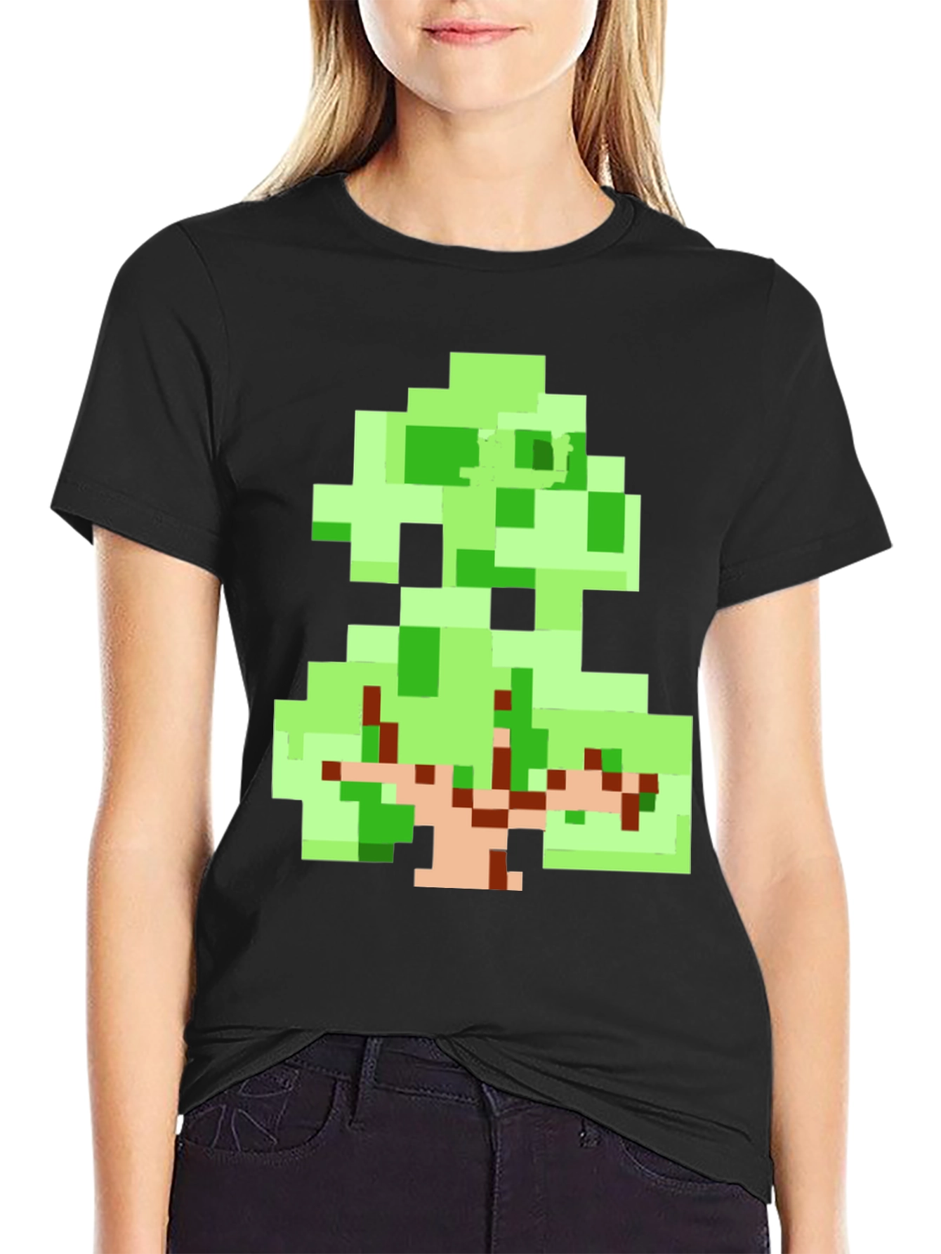 Pixel Art Tree Graphic Tee - Retro Style