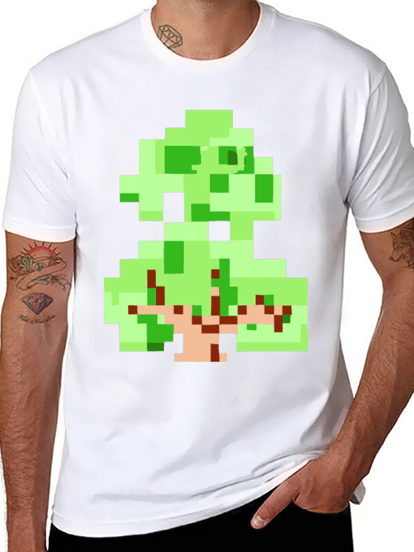 Pixel Art Tree Graphic Tee - Retro Style