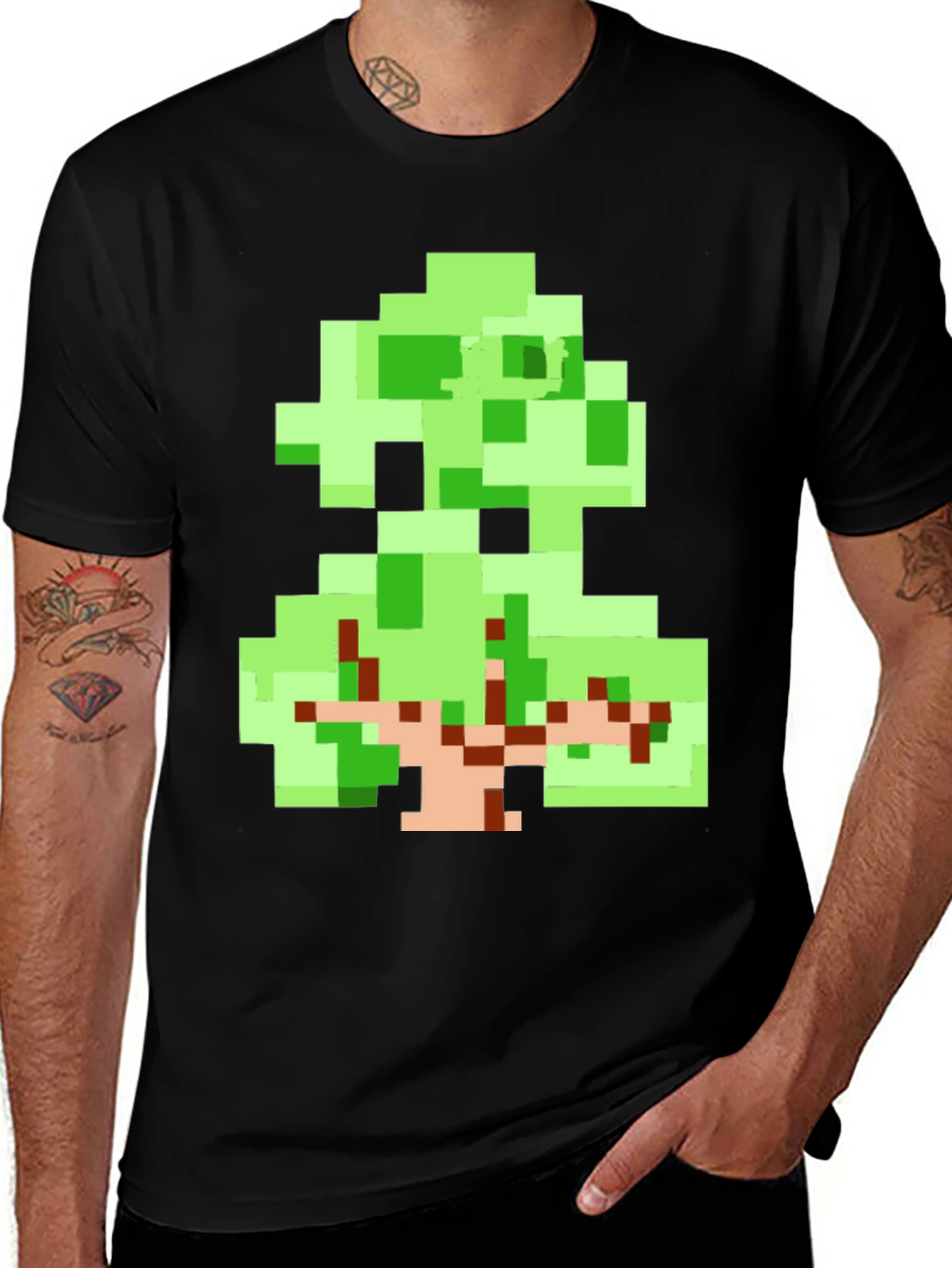 Pixel Art Tree Graphic Tee - Retro Style