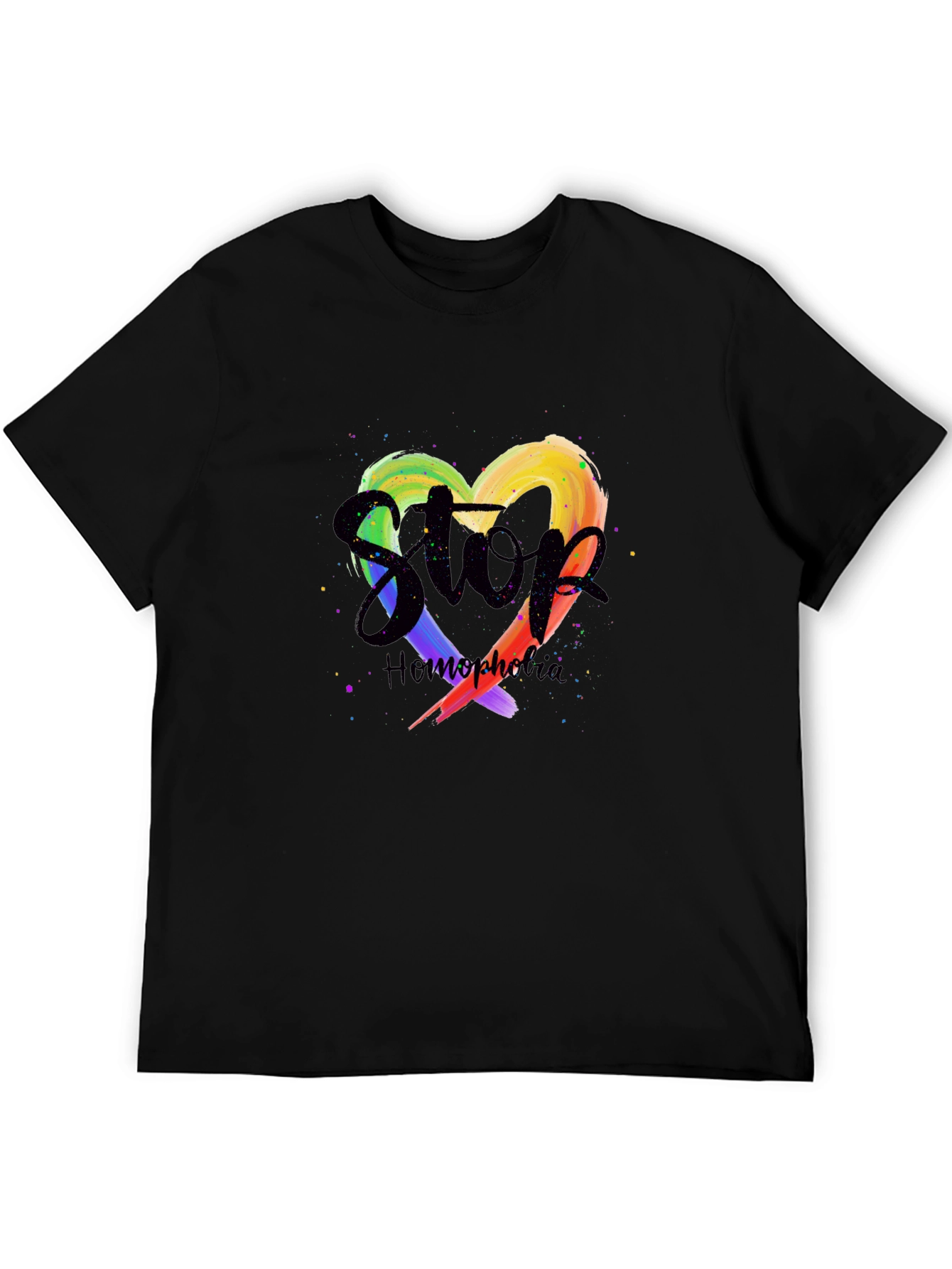 Stop Homophobia Rainbow Heart T-Shirt
