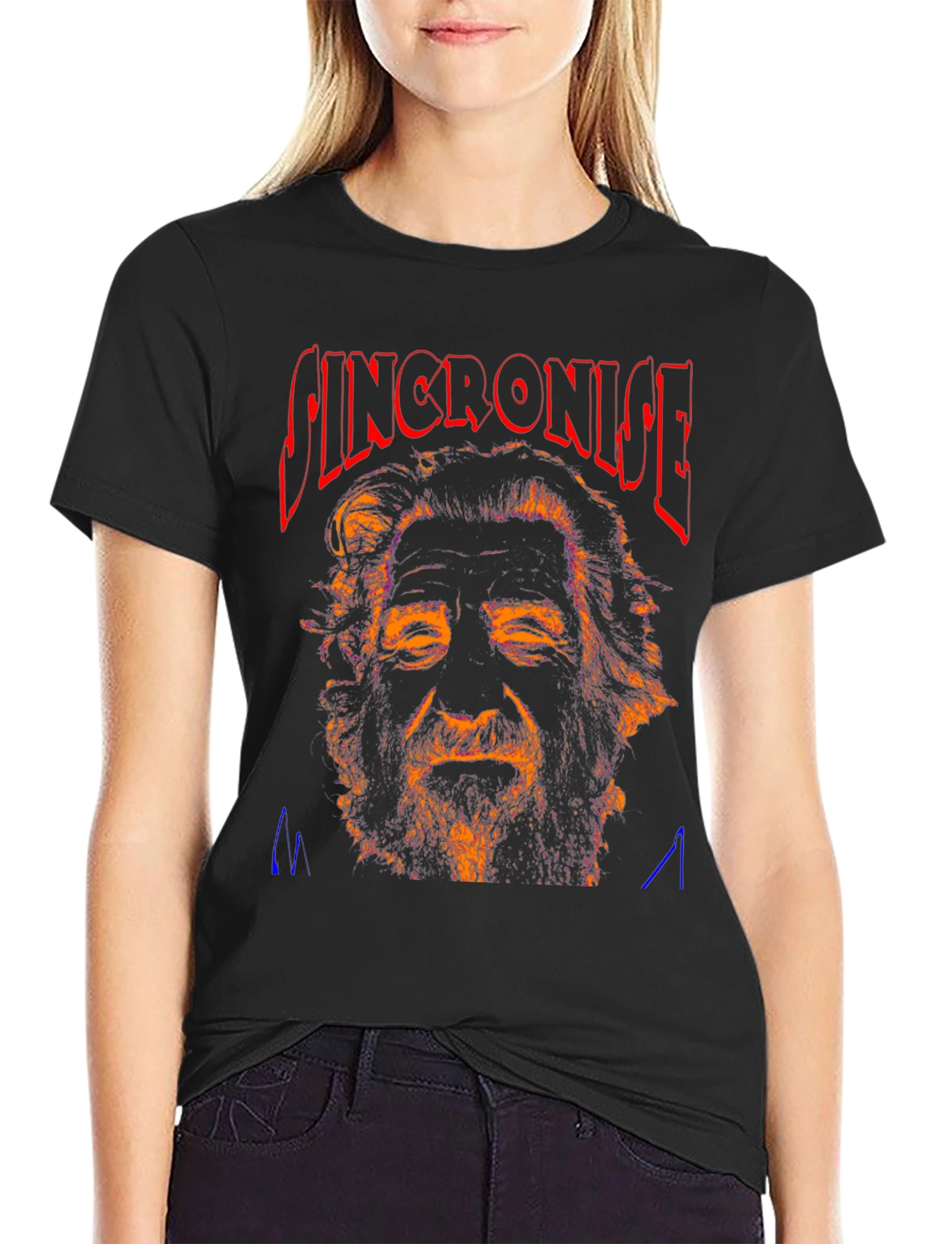 Synchronise Graphic Print Black T-Shirt
