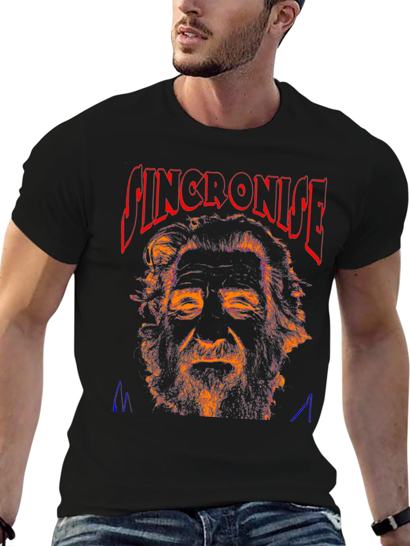 Synchronise Graphic Print Black T-Shirt