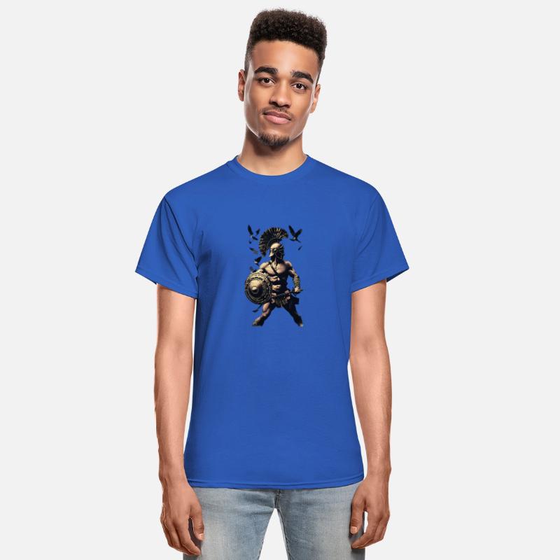 Ancient Warrior In Combat Pose Surrounded By Birds