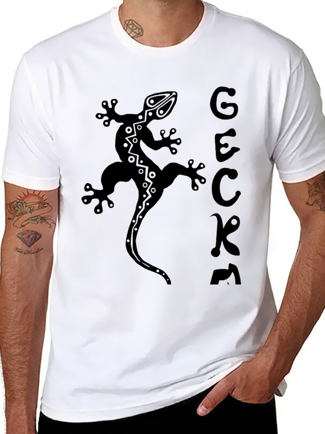 Gecko Graphic Print Black T-Shirt