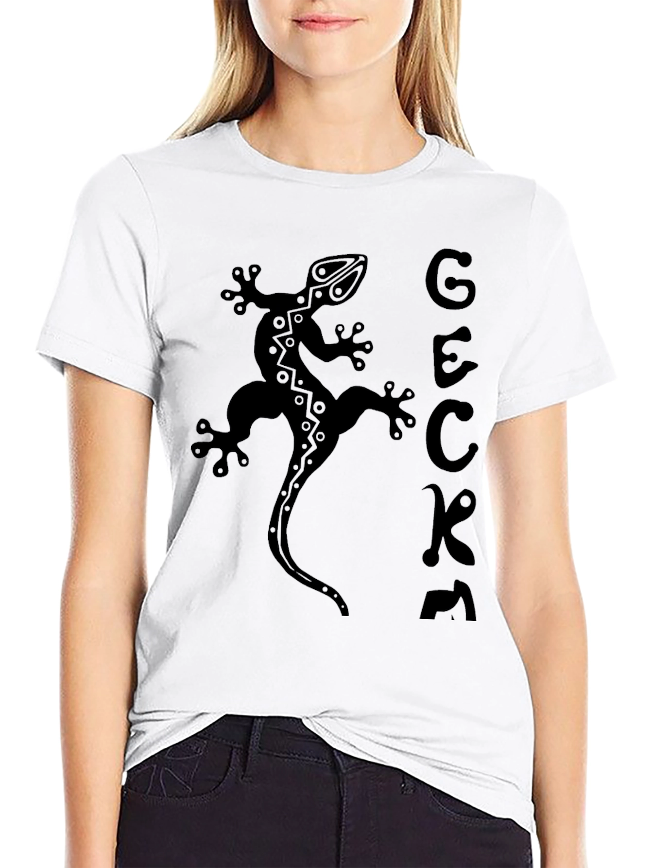 Gecko Graphic Print Black T-Shirt