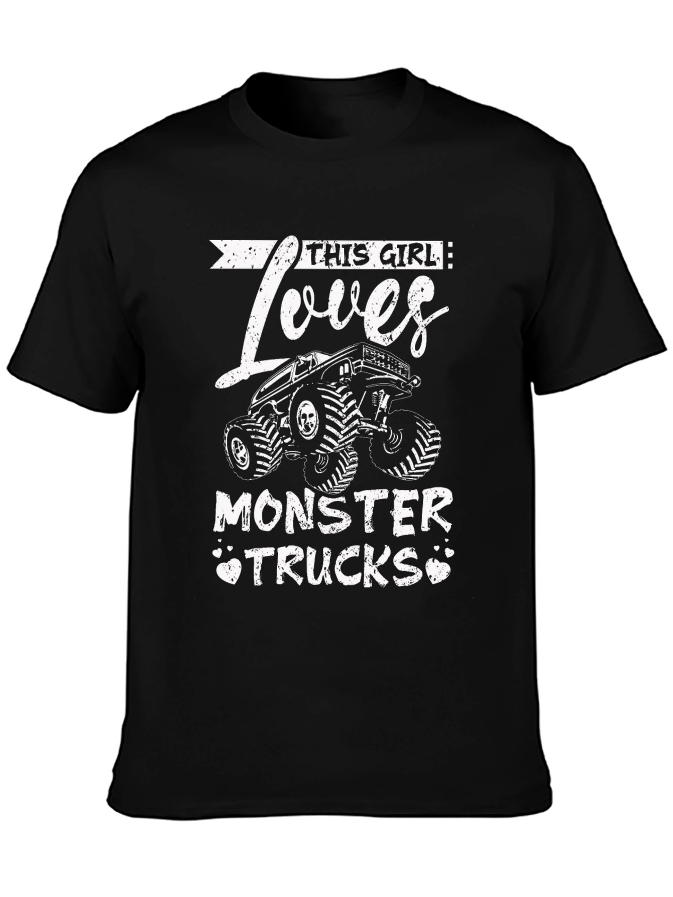 This Girl Loves Monster Trucks Graphic Tee - Black