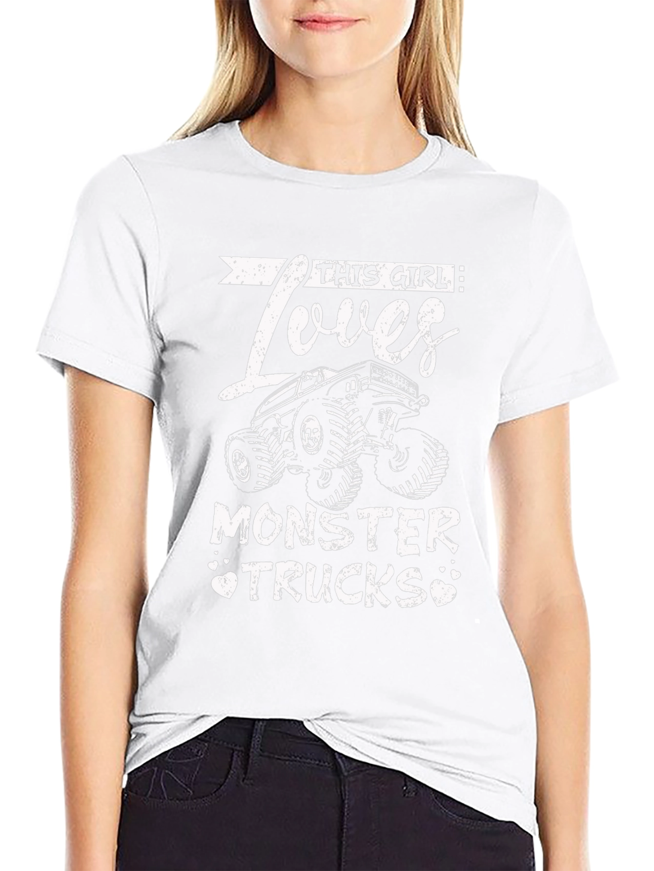 This Girl Loves Monster Trucks Graphic Tee - Black