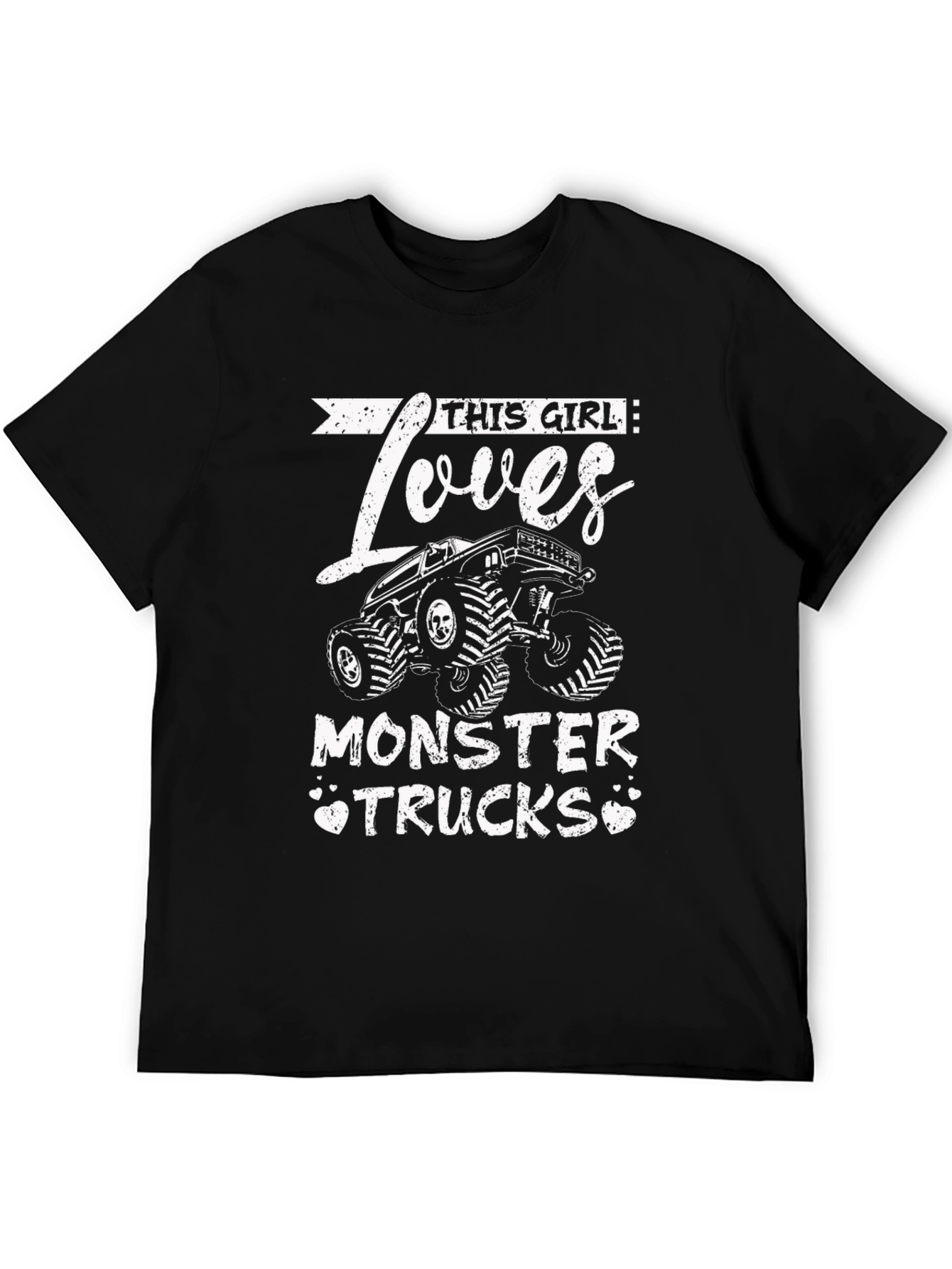 This Girl Loves Monster Trucks Graphic Tee - Black
