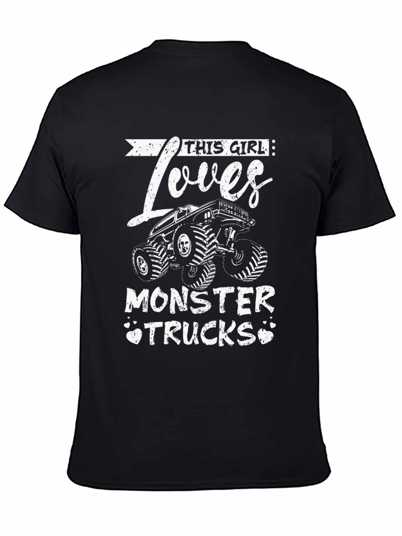 This Girl Loves Monster Trucks Graphic Tee - Black