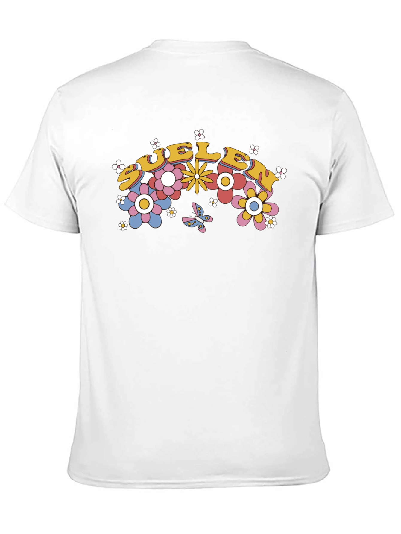 Retro Floral Graphic Tee - Black Cotton Blend