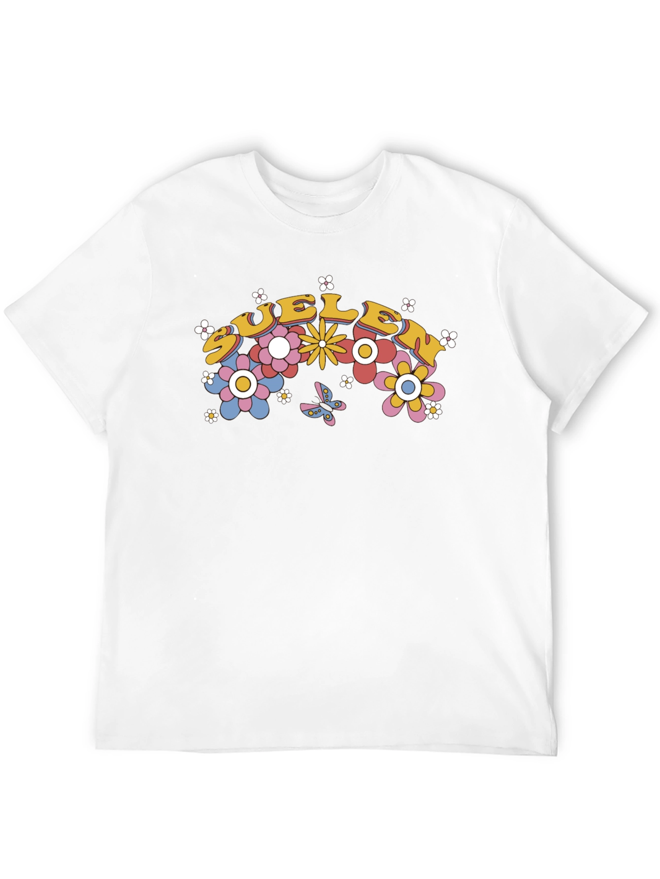 Retro Floral Graphic Tee - Black Cotton Blend