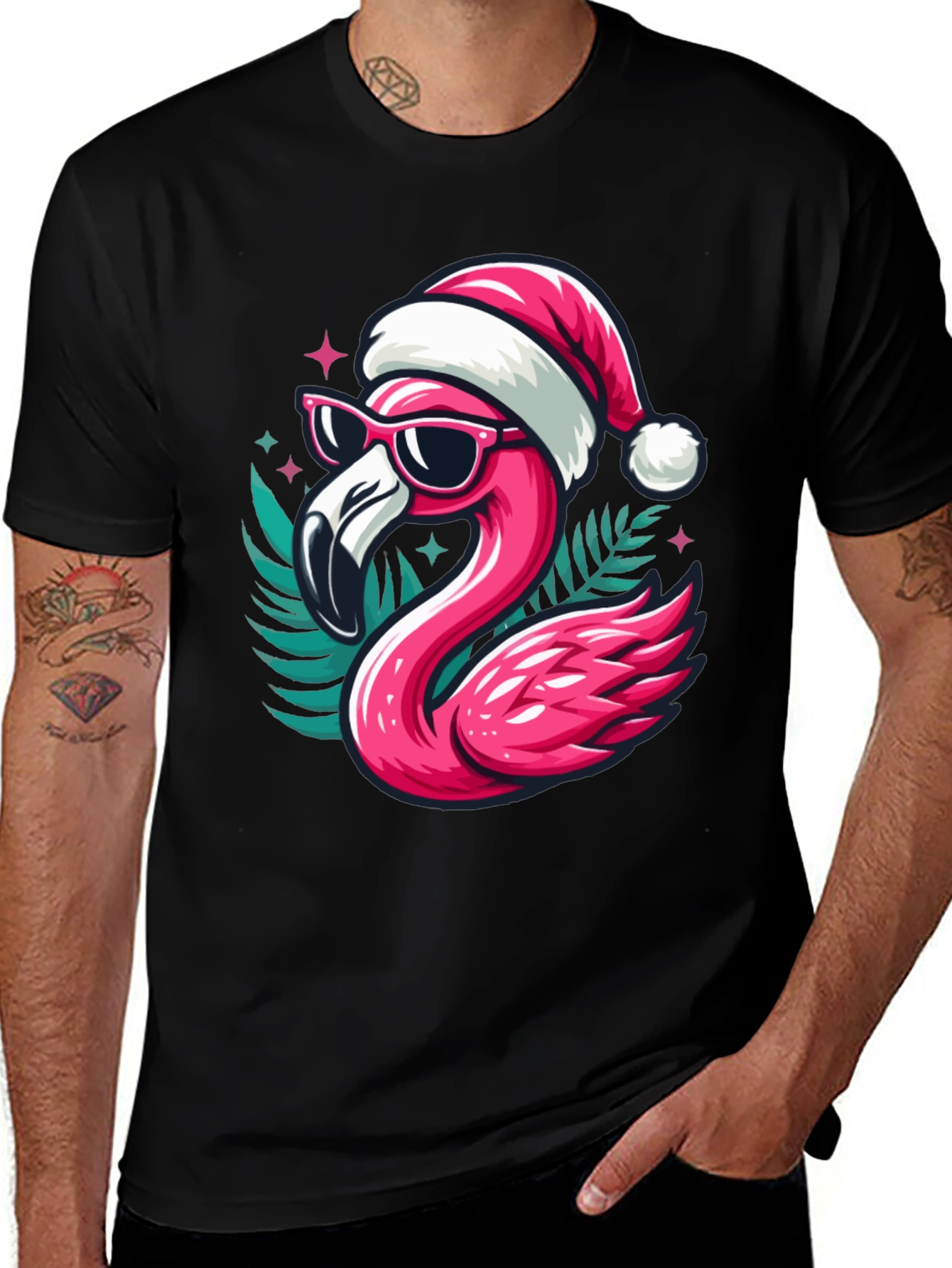 Festive Flamingo T-Shirt - Holiday Cheer
