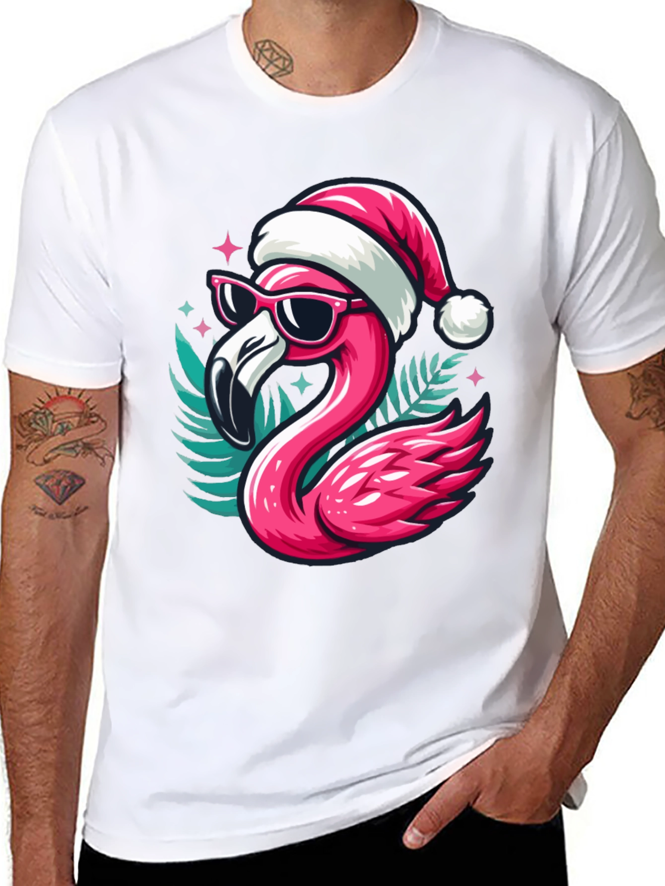 Festive Flamingo T-Shirt - Holiday Cheer