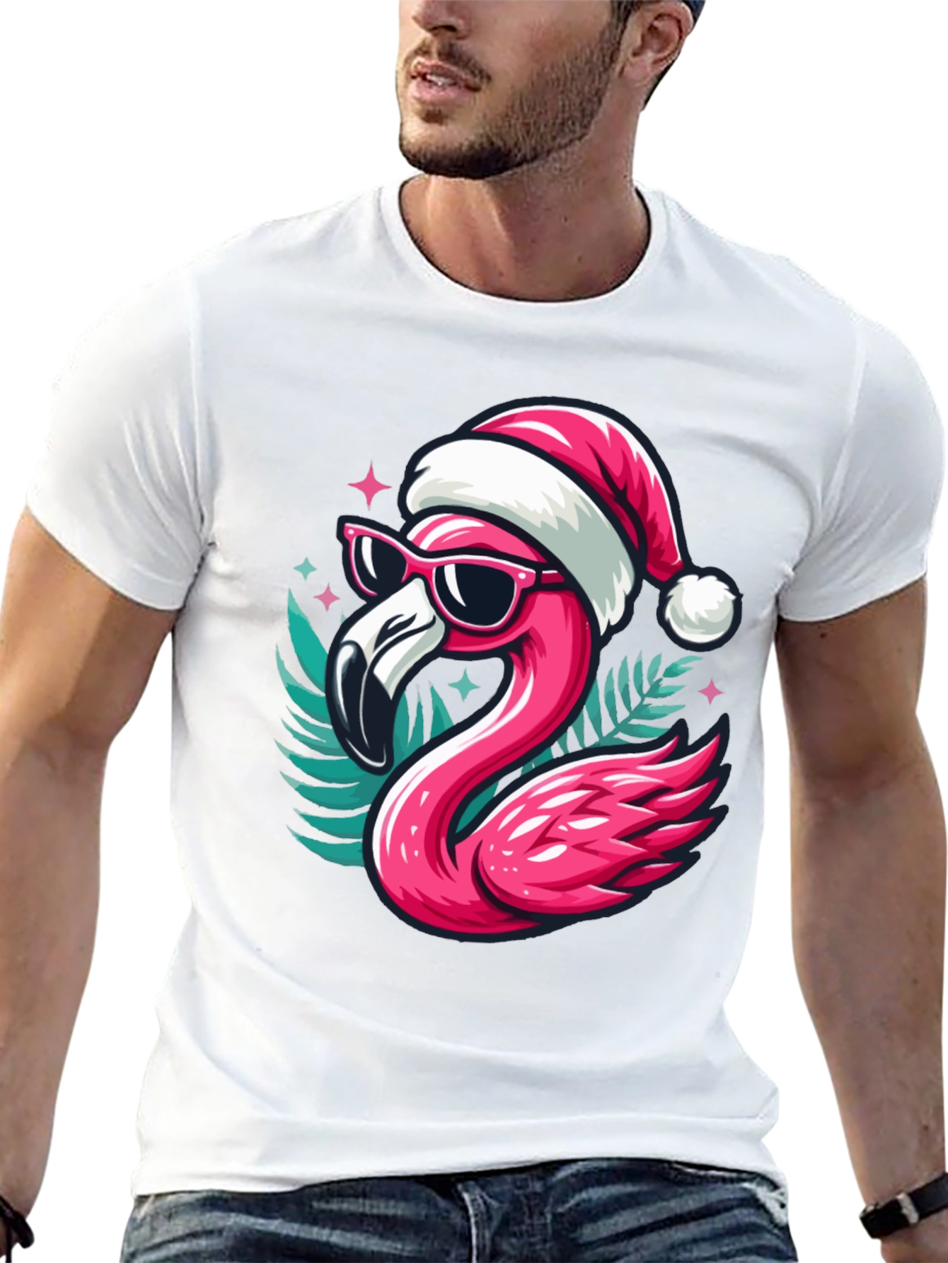 Festive Flamingo T-Shirt - Holiday Cheer