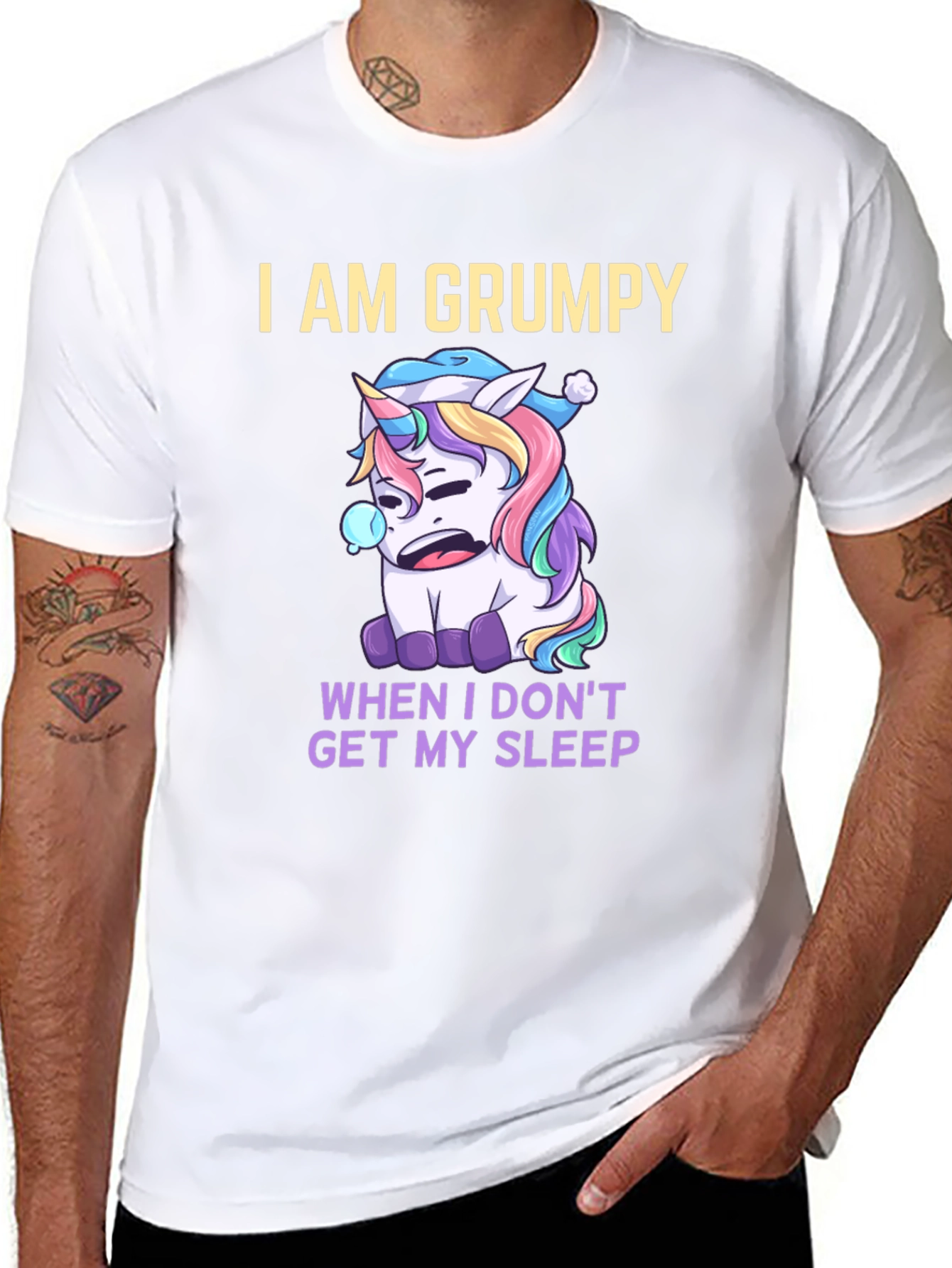 Grumpy Unicorn Sleepy Humor Tee
