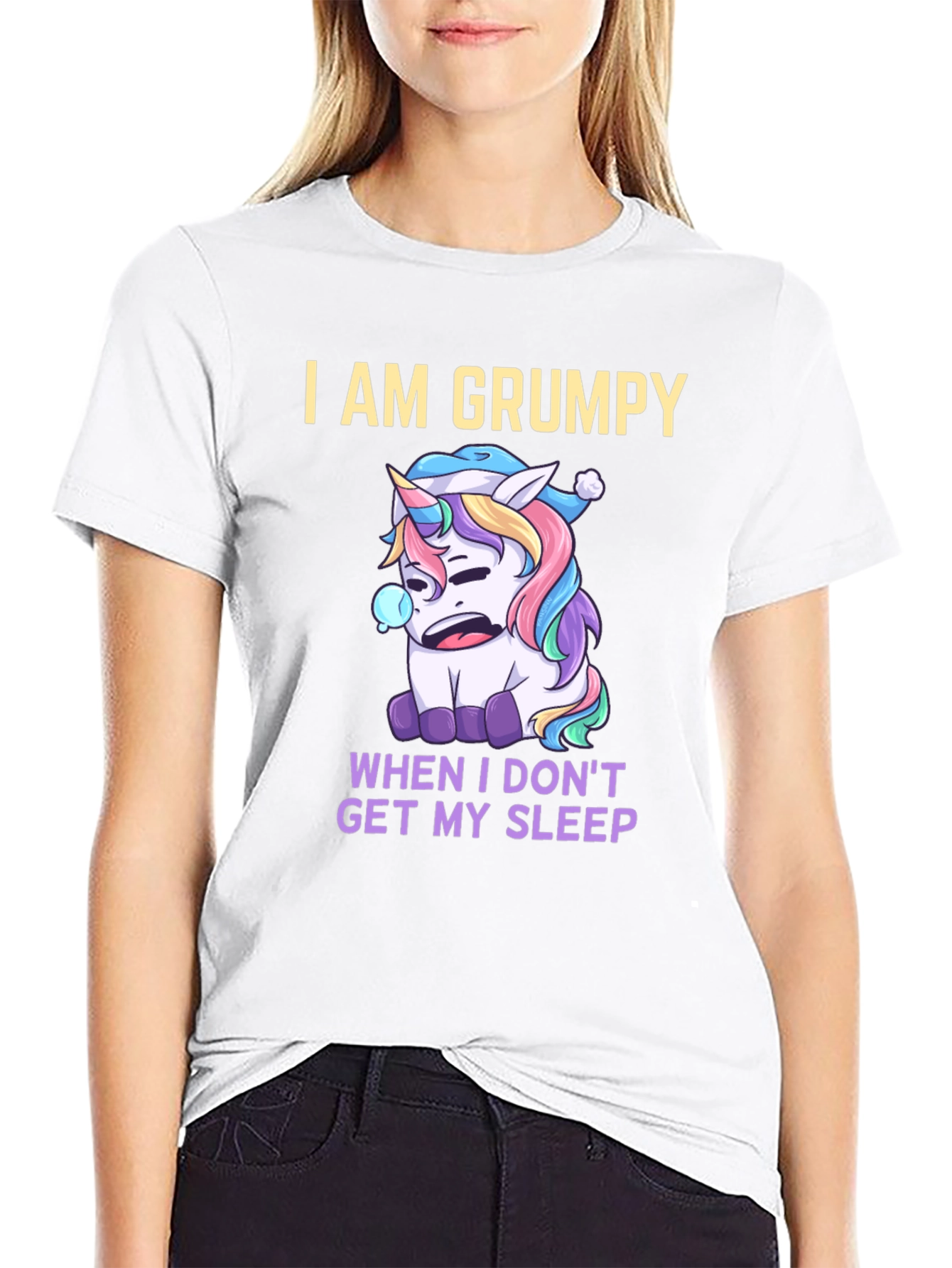 Grumpy Unicorn Sleepy Humor Tee