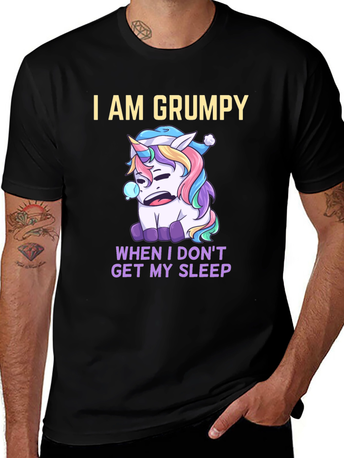 Grumpy Unicorn Sleepy Humor Tee