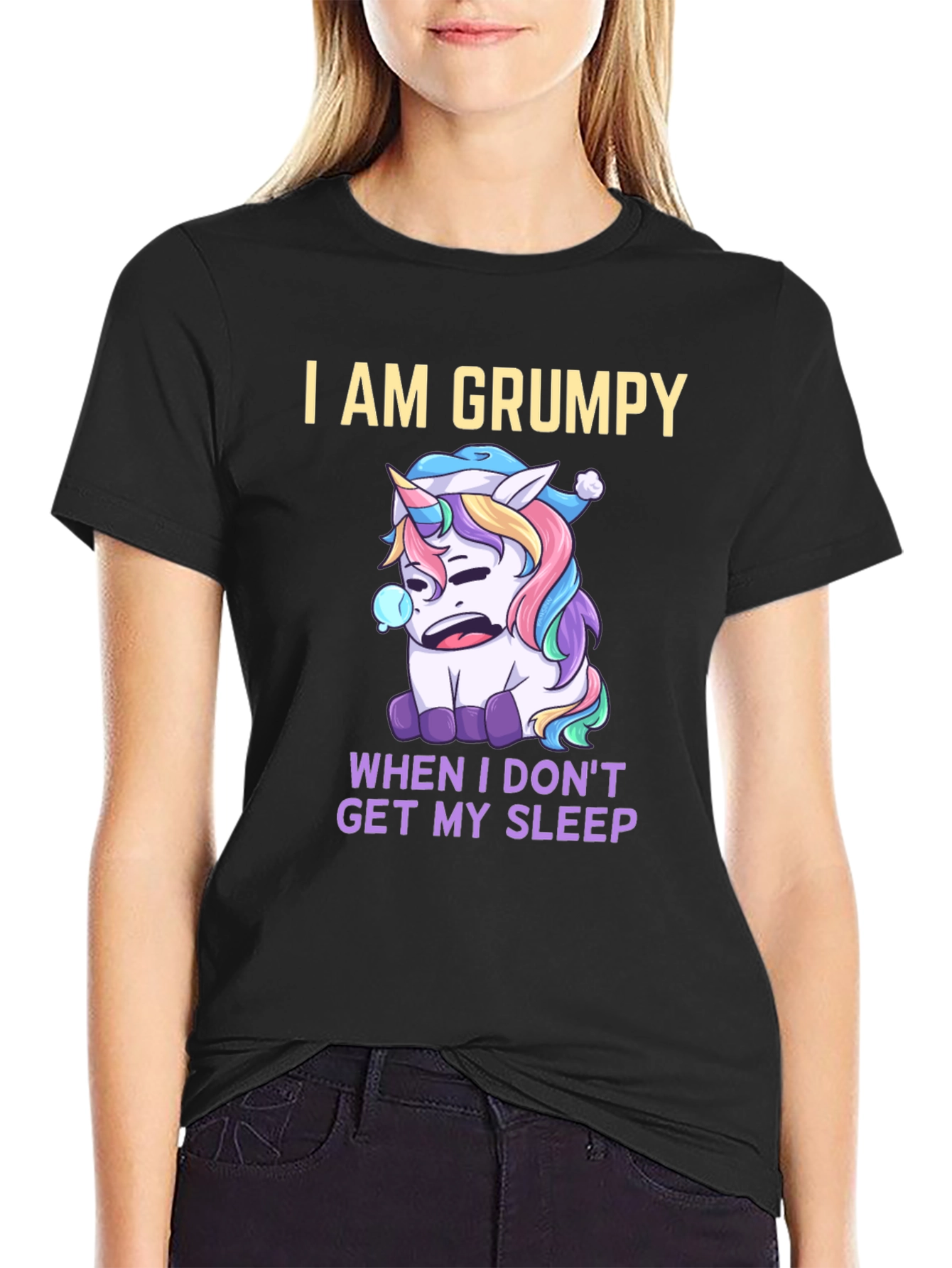 Grumpy Unicorn Sleepy Humor Tee