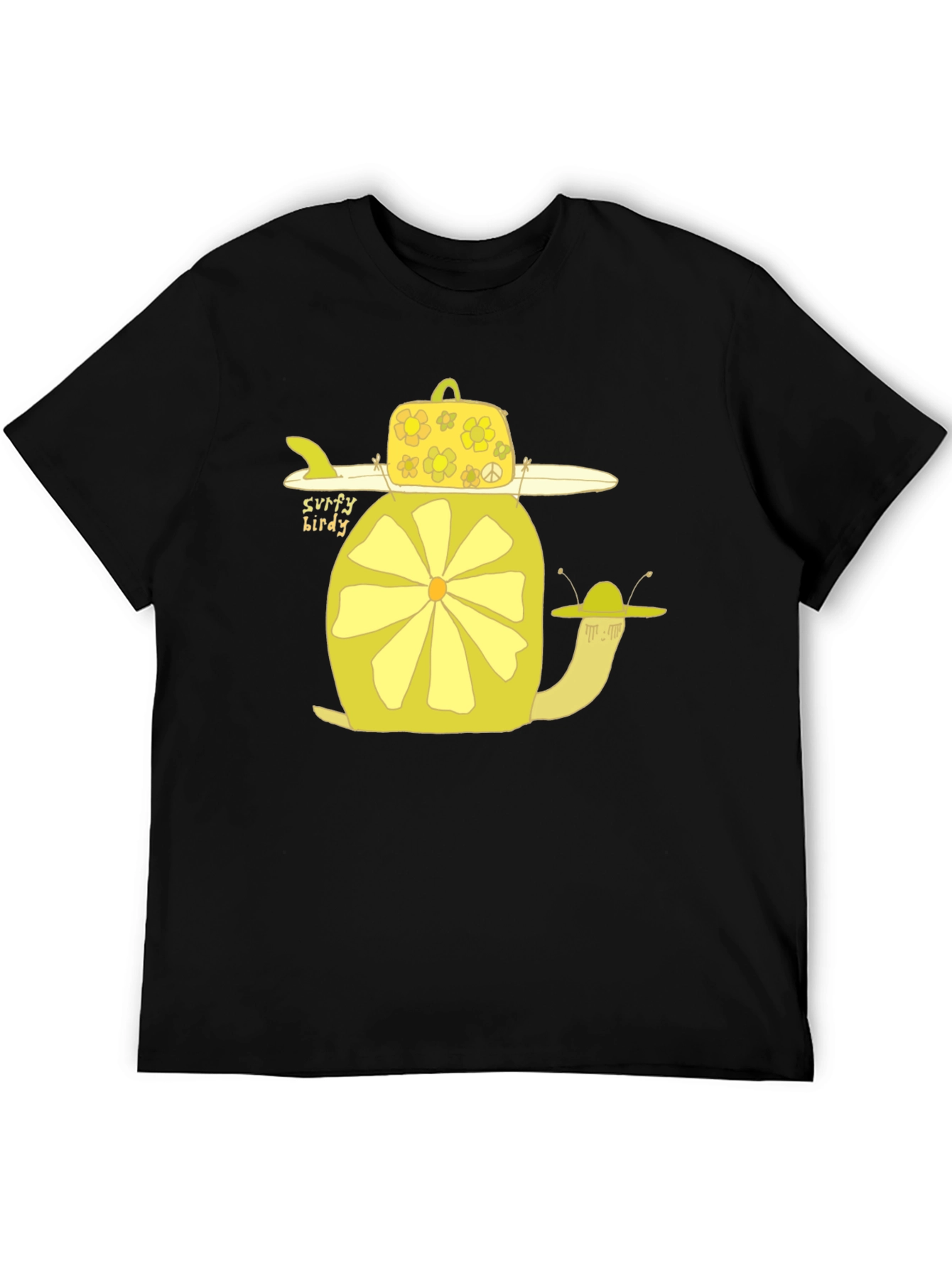 Surfy Birdy T-Shirt - Funky Yellow Snail Design