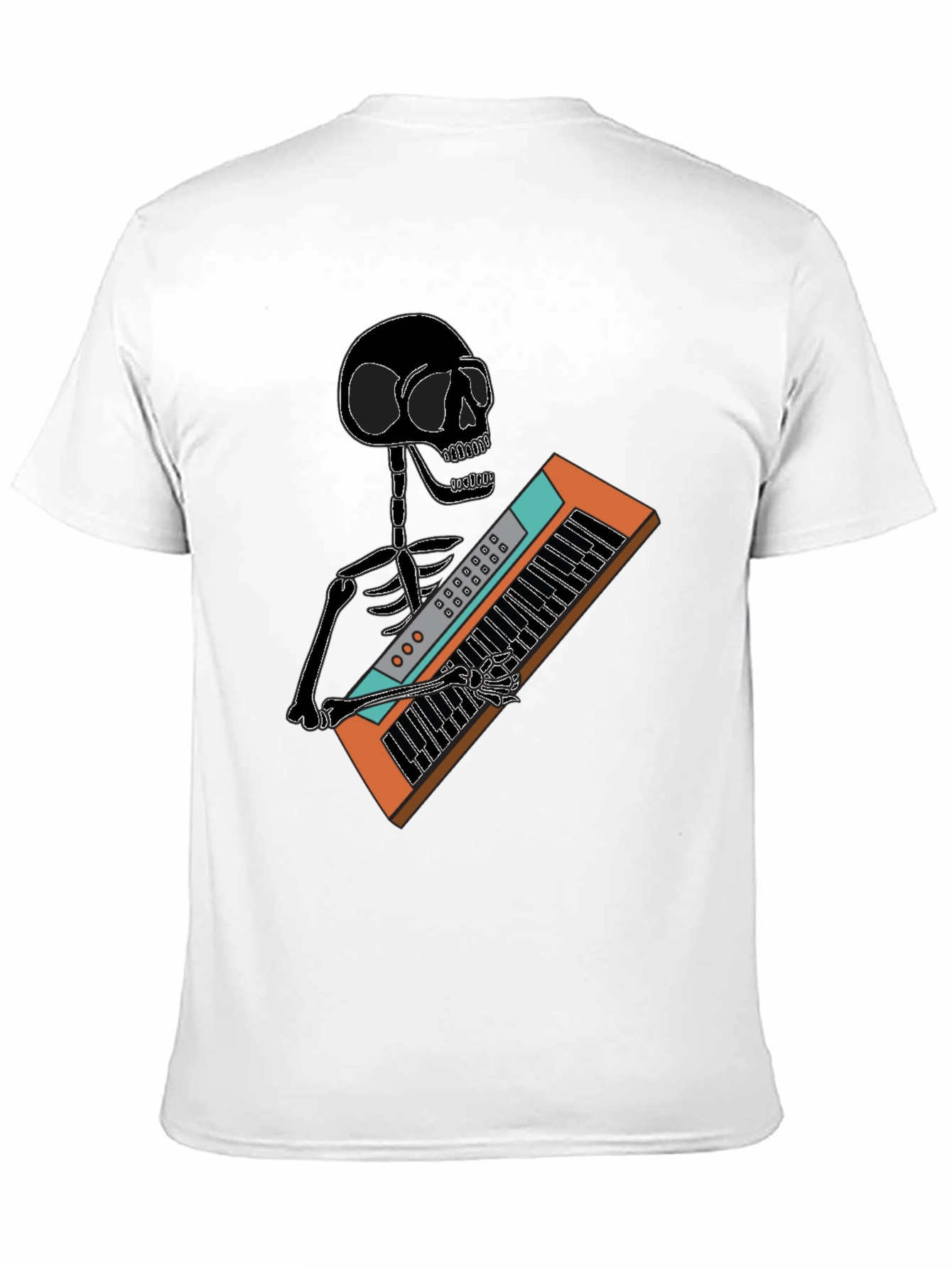 Skeleton Playing Keyboard T-Shirt - Black Graphic Tee
