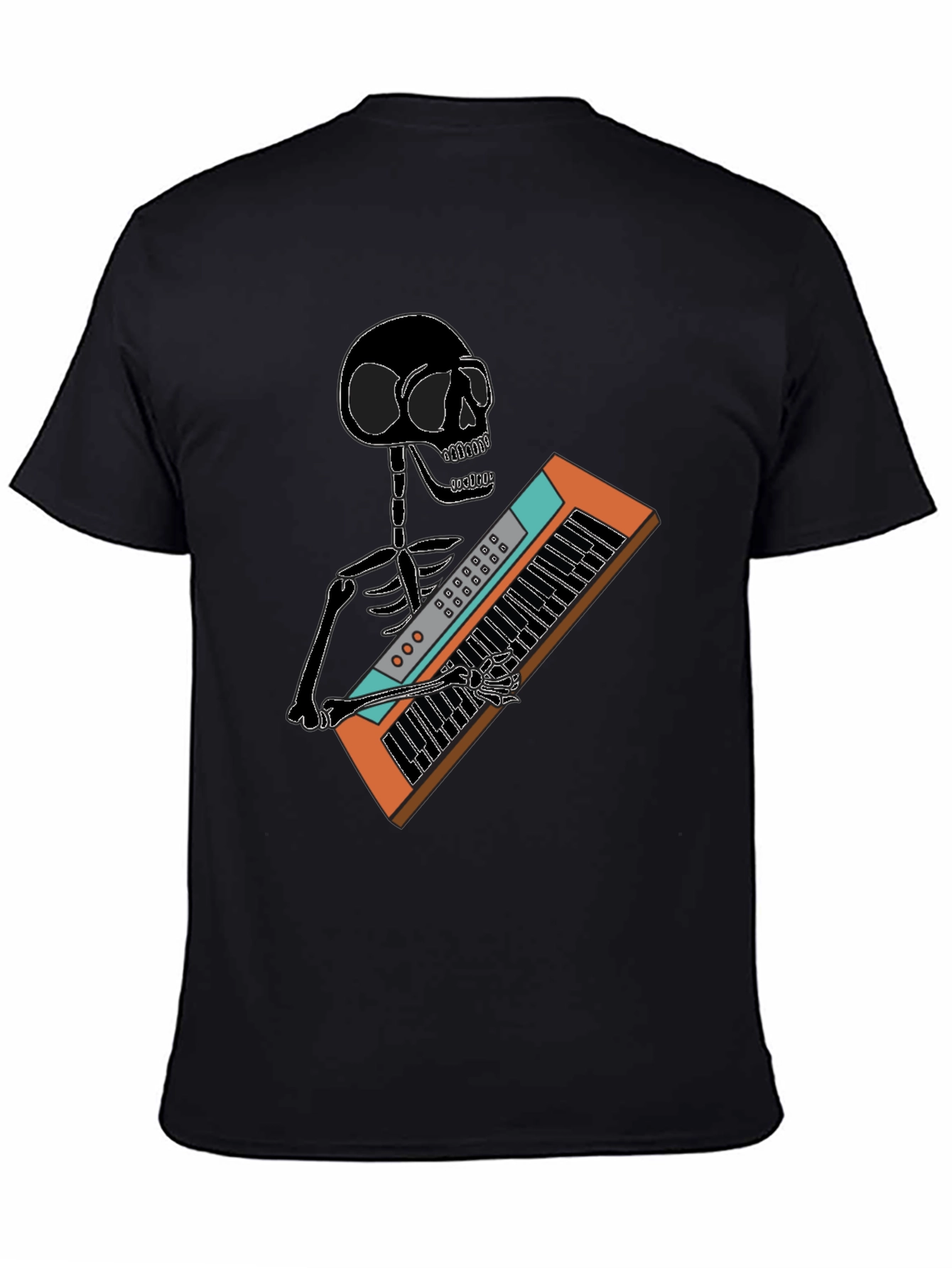 Skeleton Playing Keyboard T-Shirt - Black Graphic Tee