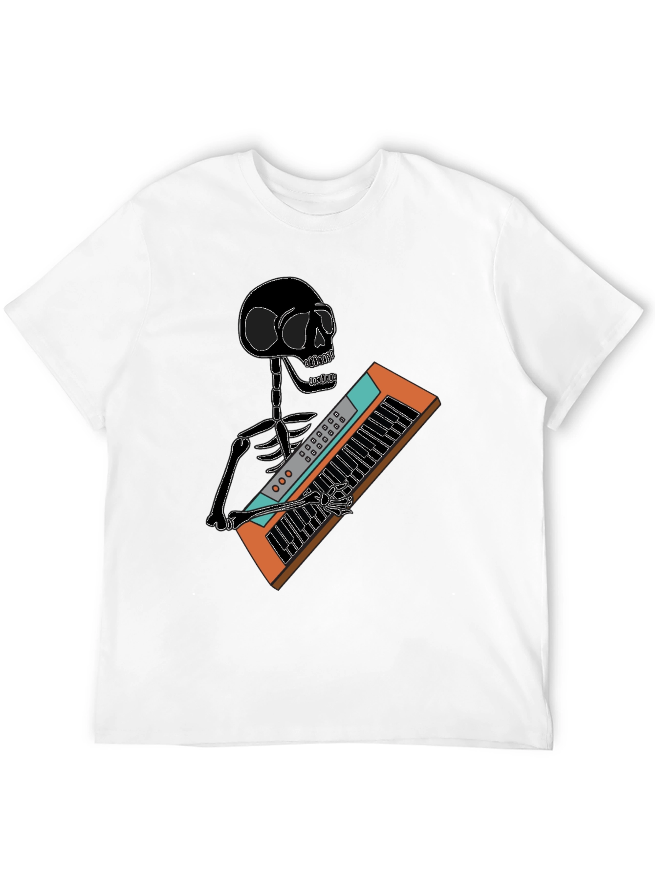 Skeleton Playing Keyboard T-Shirt - Black Graphic Tee