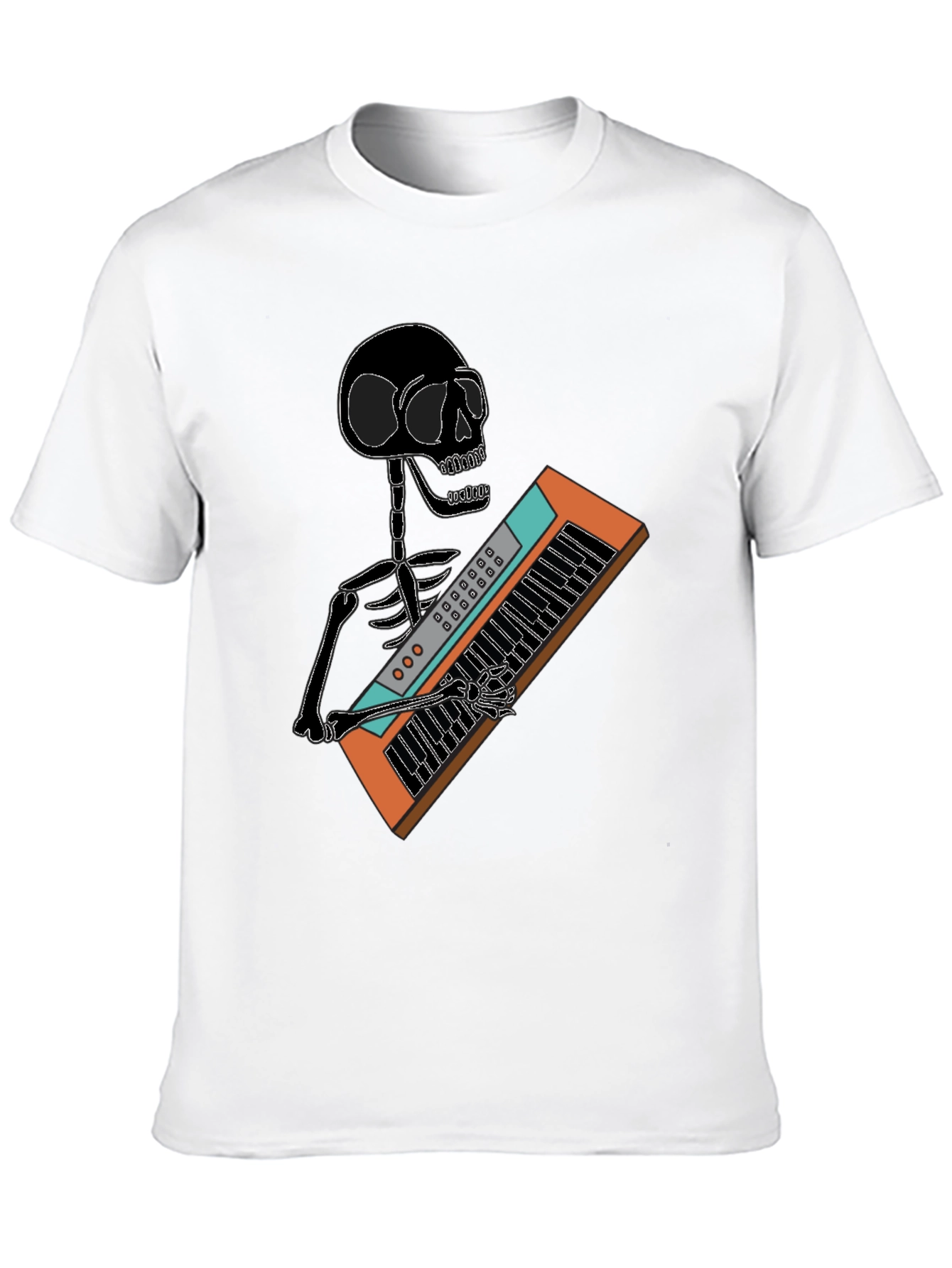 Skeleton Playing Keyboard T-Shirt - Black Graphic Tee