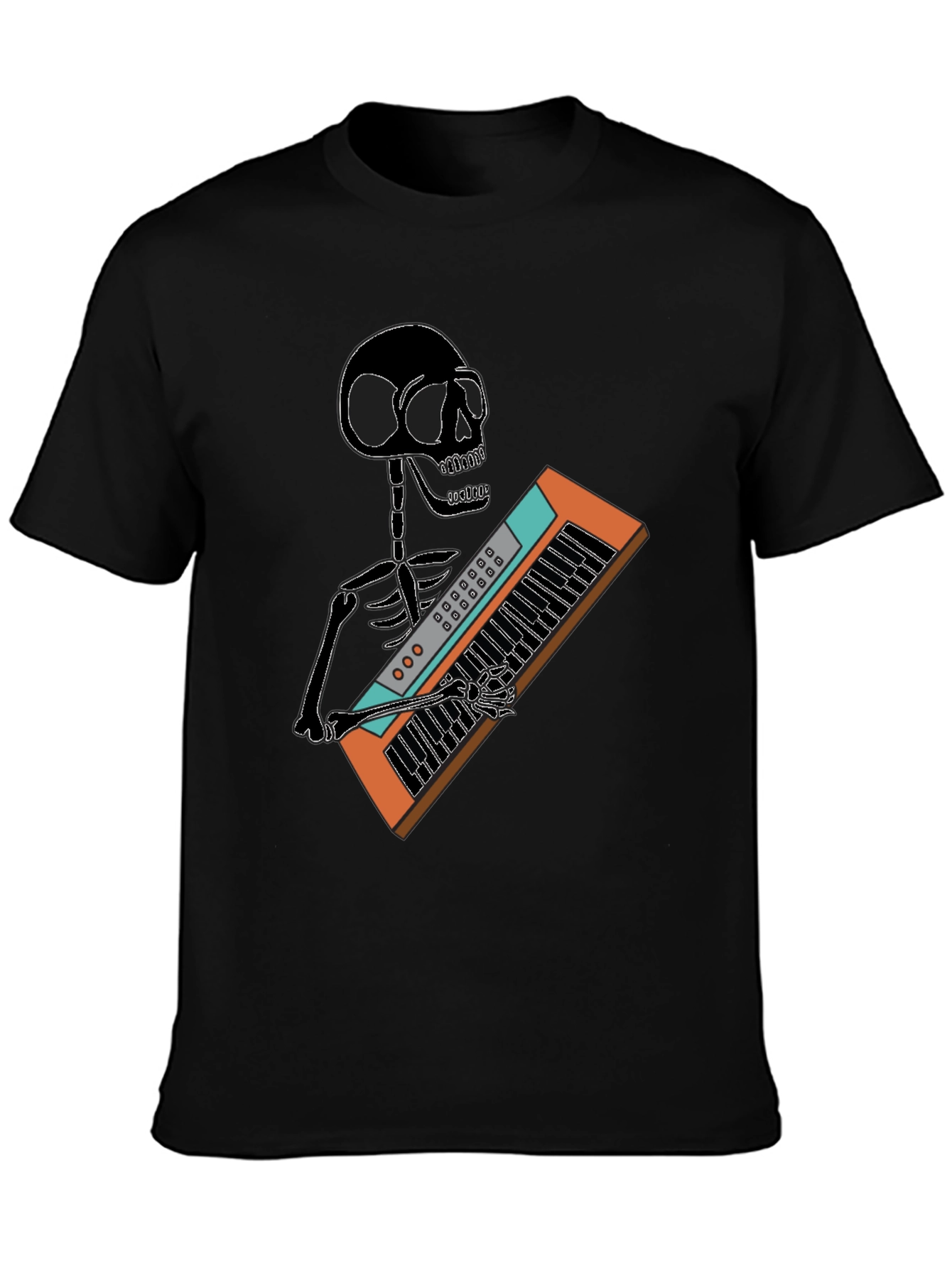 Skeleton Playing Keyboard T-Shirt - Black Graphic Tee