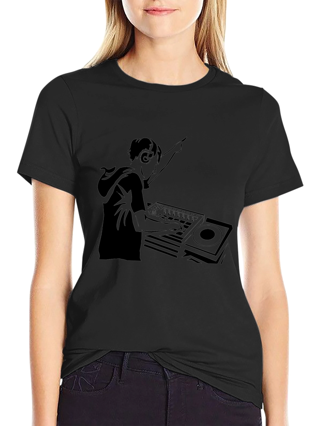 DJ Graphic Tee - Black Cotton Comfort
