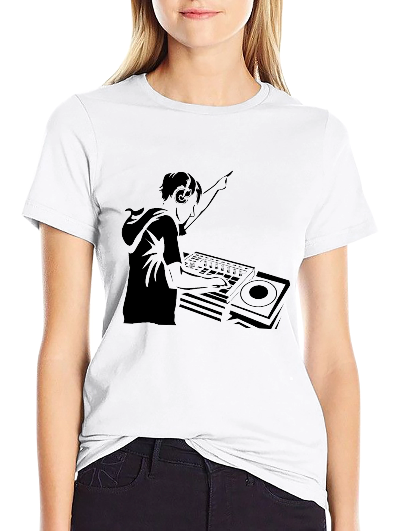 DJ Graphic Tee - Black Cotton Comfort