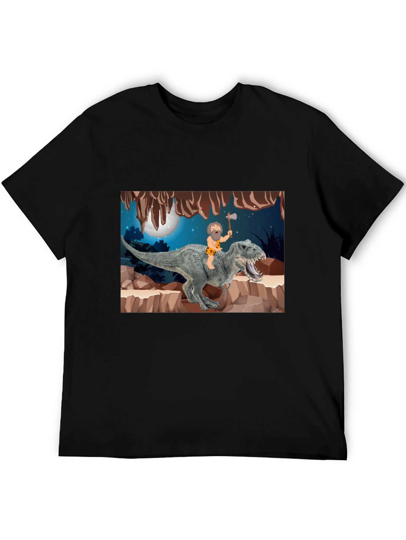 Caveman Riding T-Rex Graphic Tee