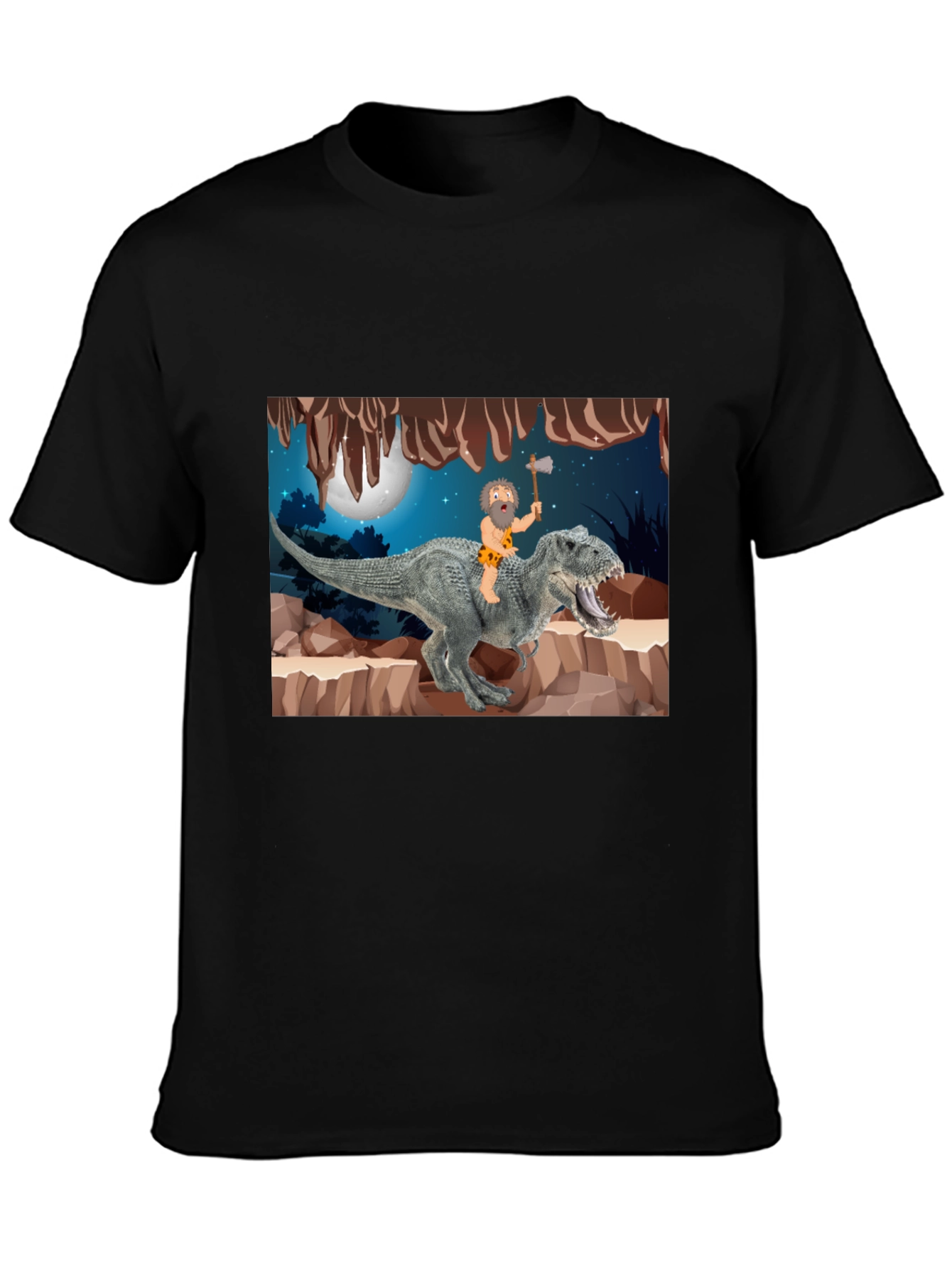 Caveman Riding T-Rex Graphic Tee