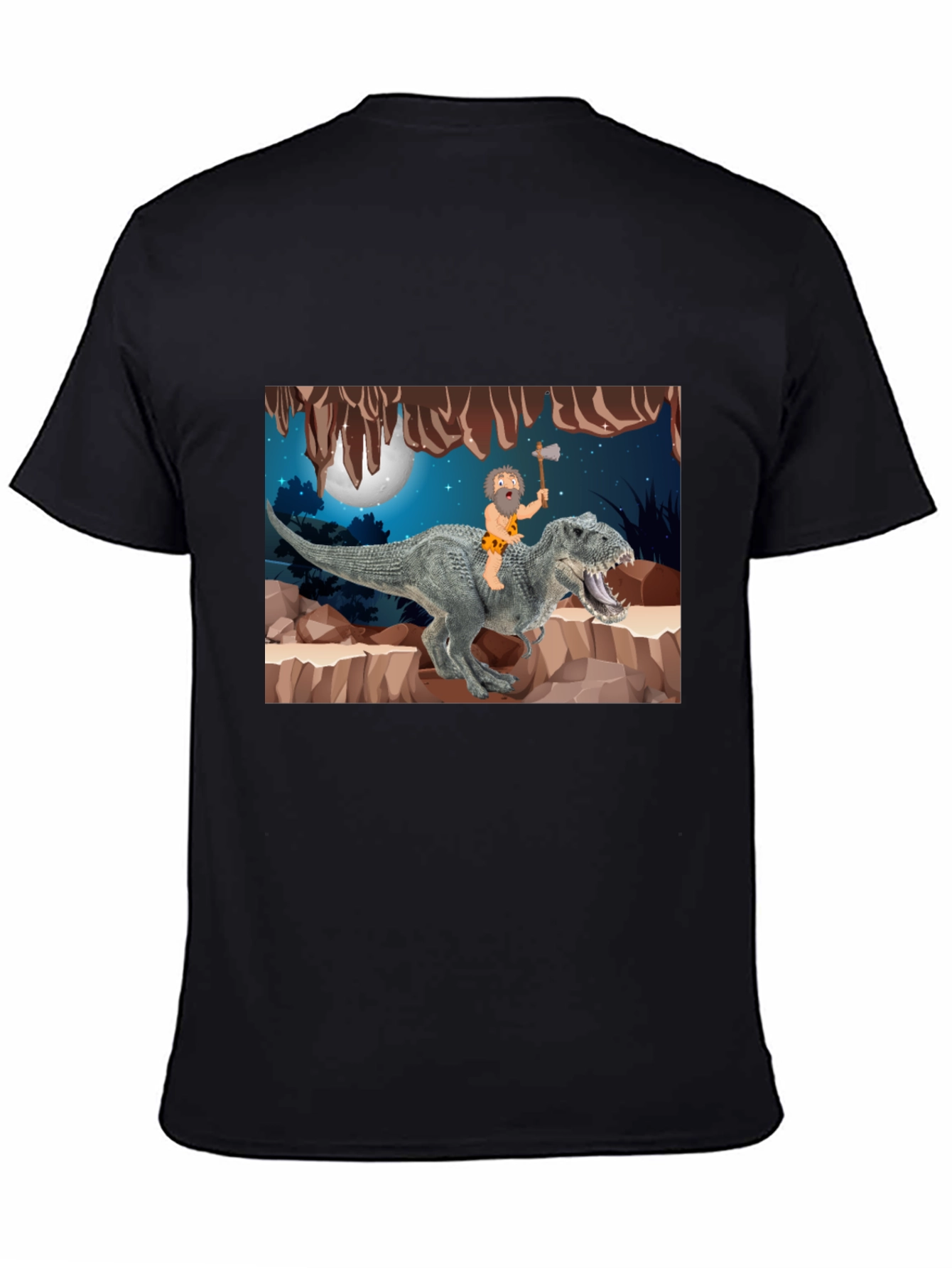 Caveman Riding T-Rex Graphic Tee