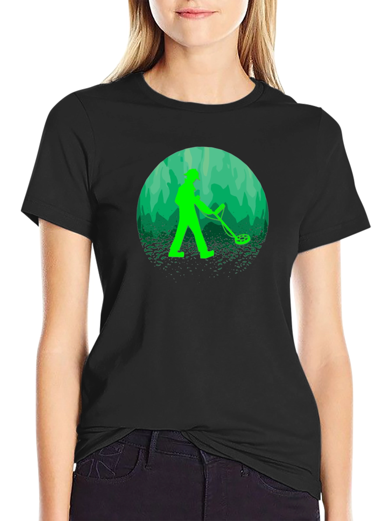 Metal Detector Silhouette T-Shirt - Black