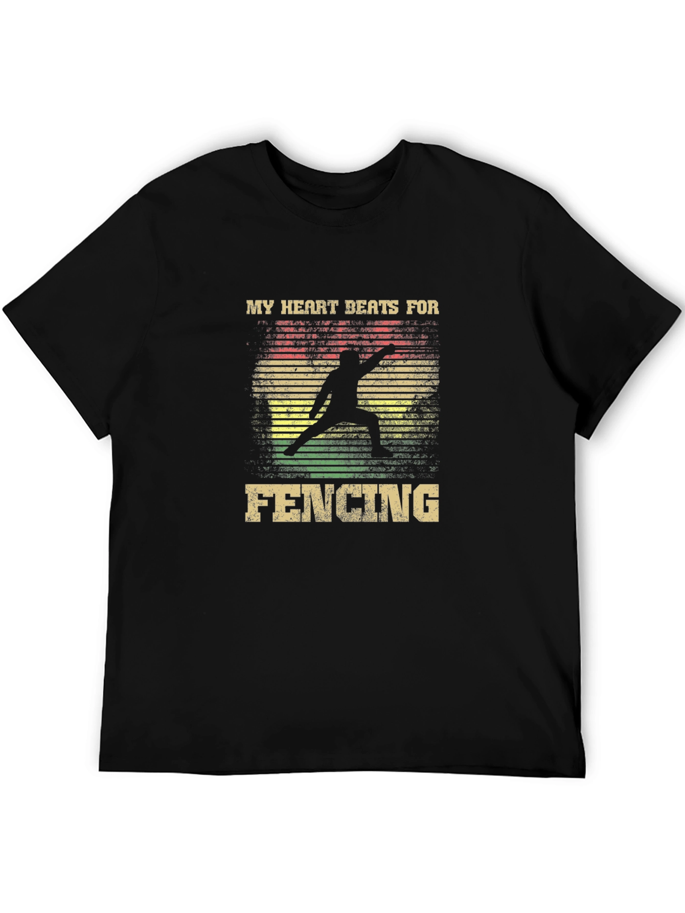 Fencing Heartbeat Graphic Tee - Black