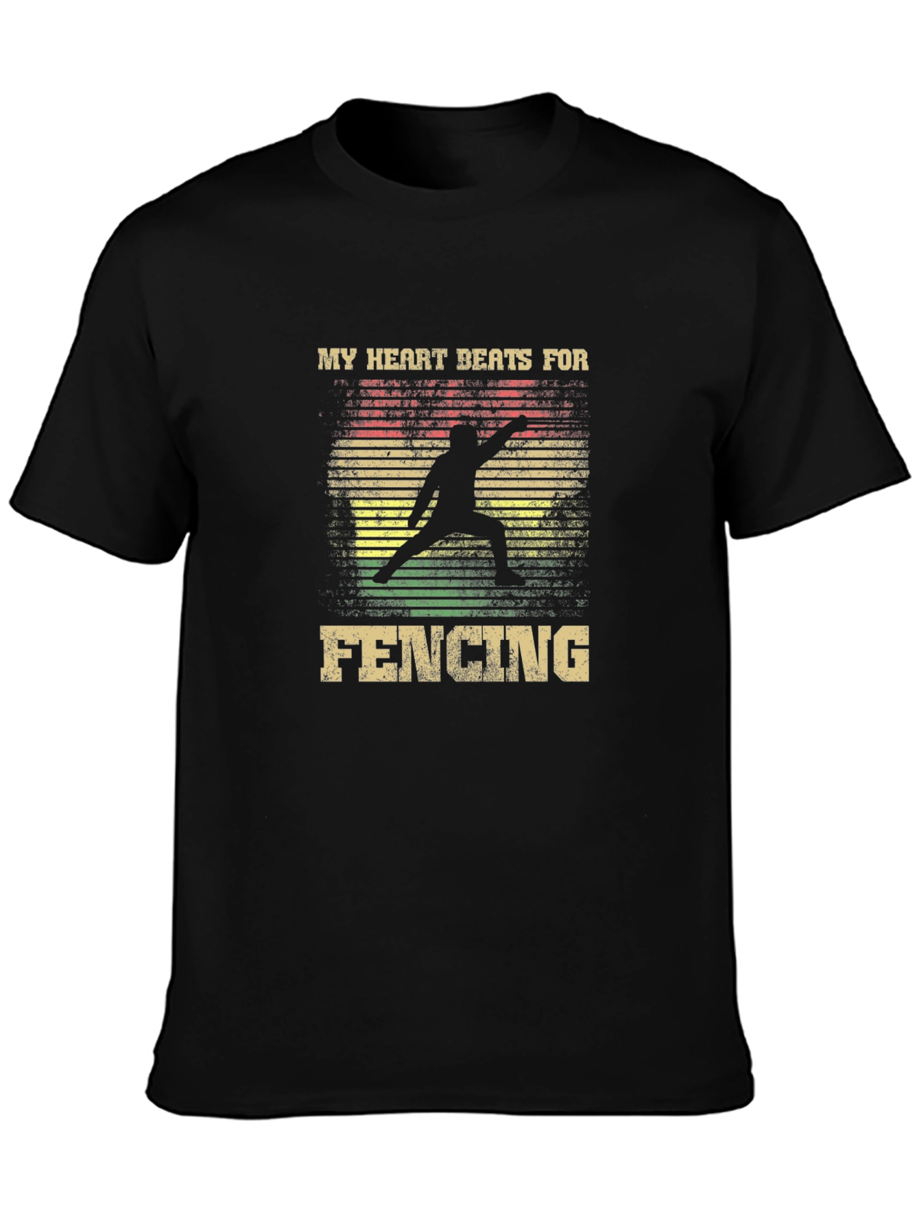 Fencing Heartbeat Graphic Tee - Black