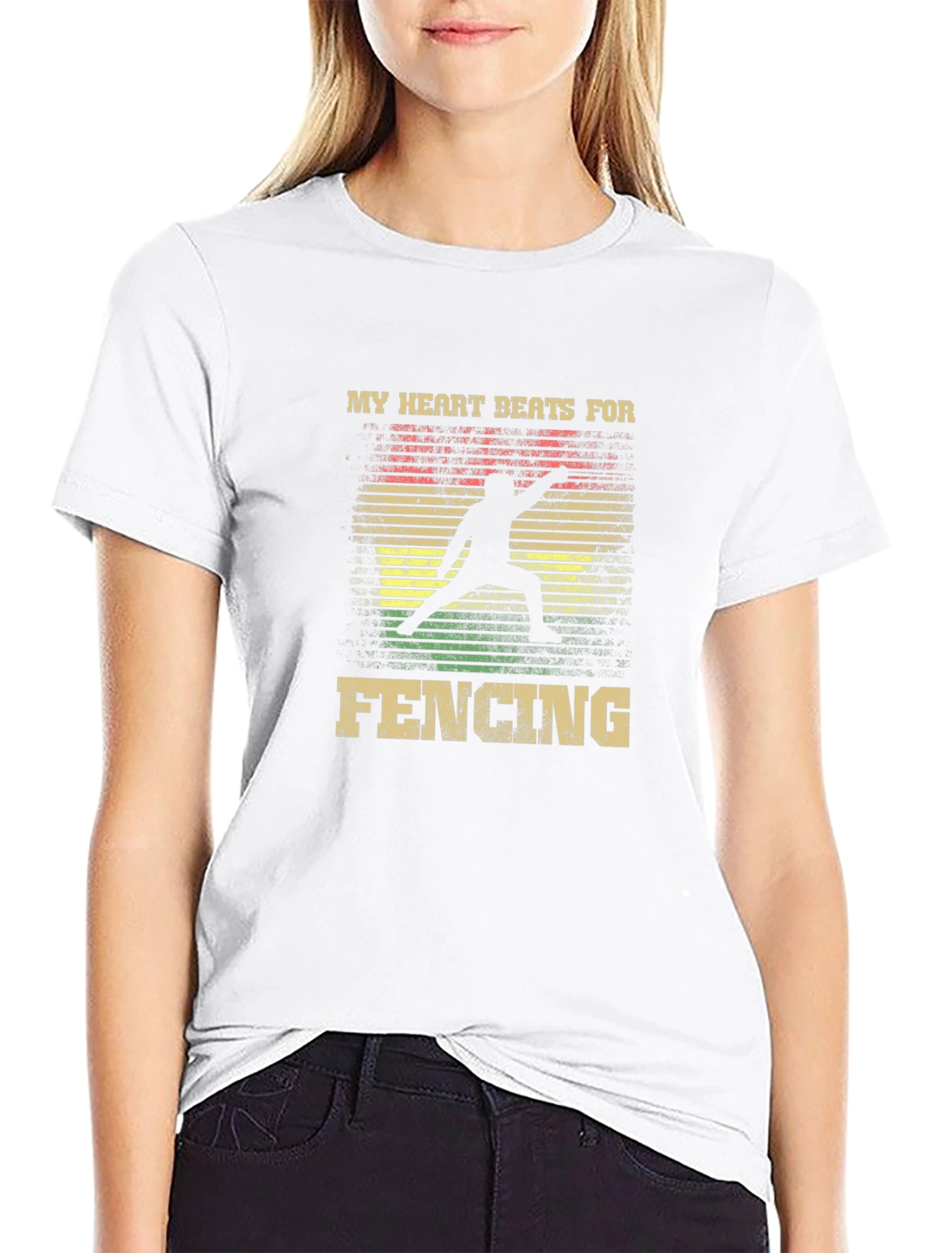 Fencing Heartbeat Graphic Tee - Black