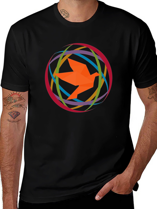 Geometric Bird Tee - Colorful Graphic Print Shirt