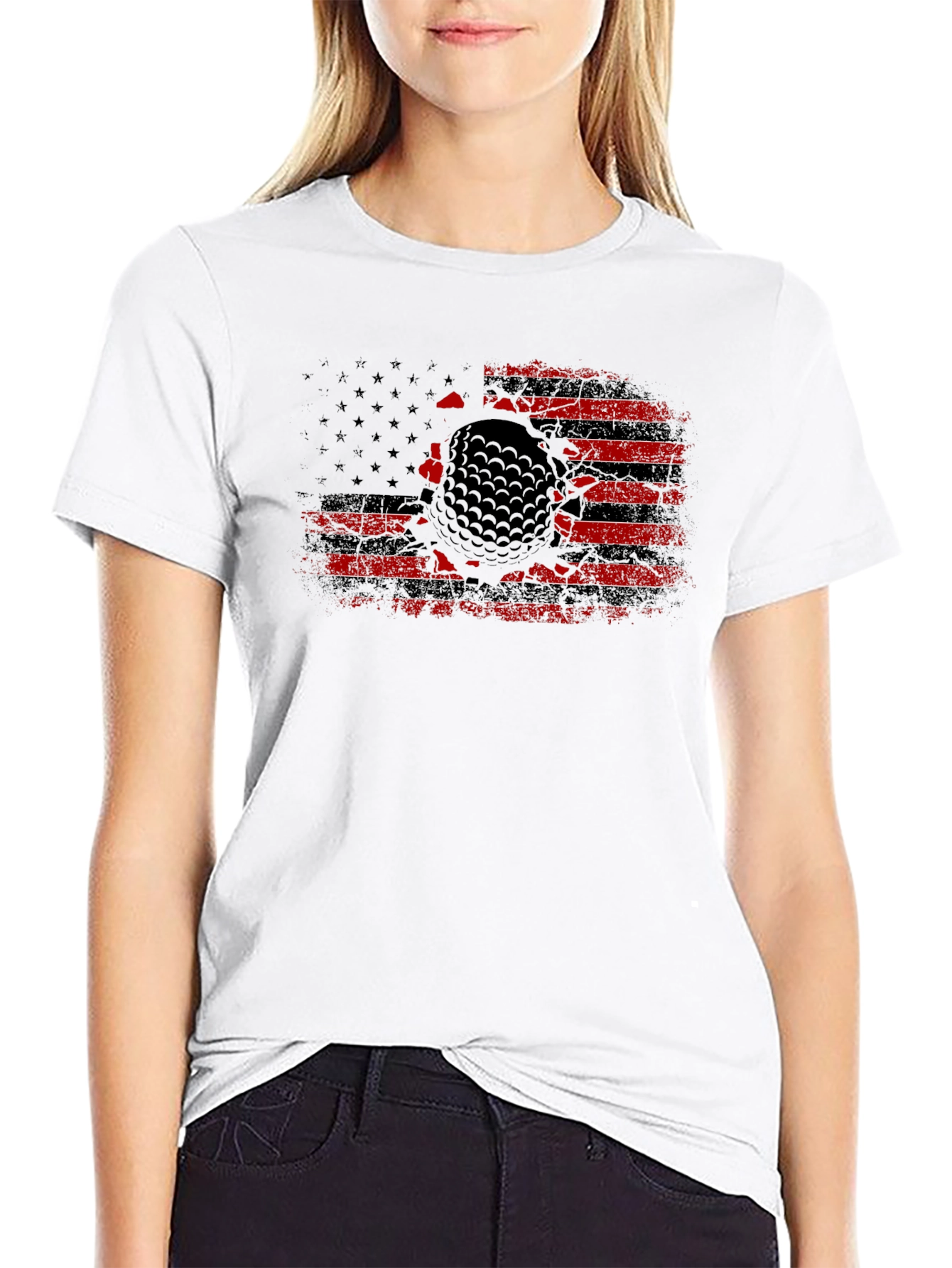 Golf Ball Flag Graphic Tee - Patriotic Style