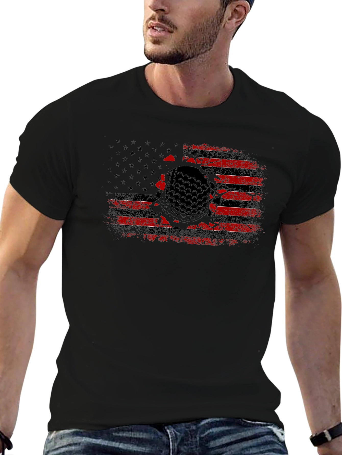 Golf Ball Flag Graphic Tee - Patriotic Style