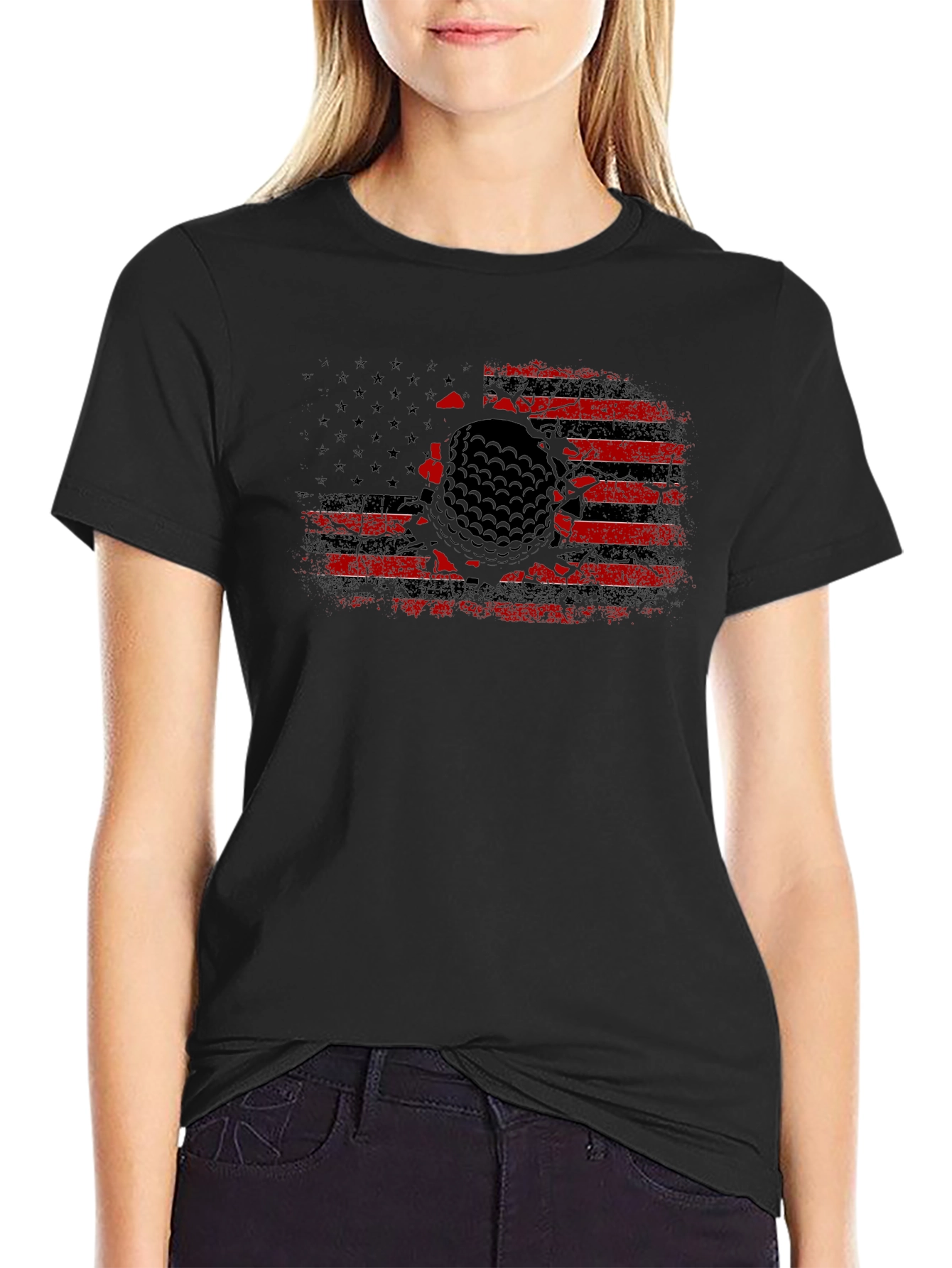 Golf Ball Flag Graphic Tee - Patriotic Style