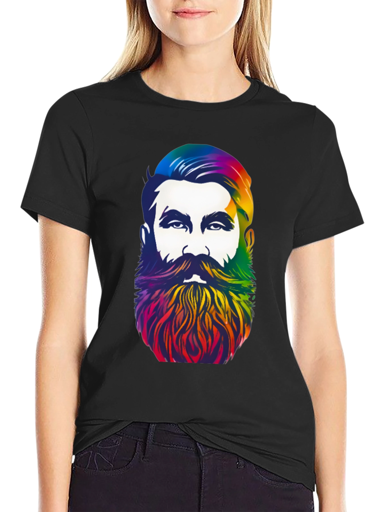 Rainbow Beard Graphic T-Shirt - Stylish Mens Tee