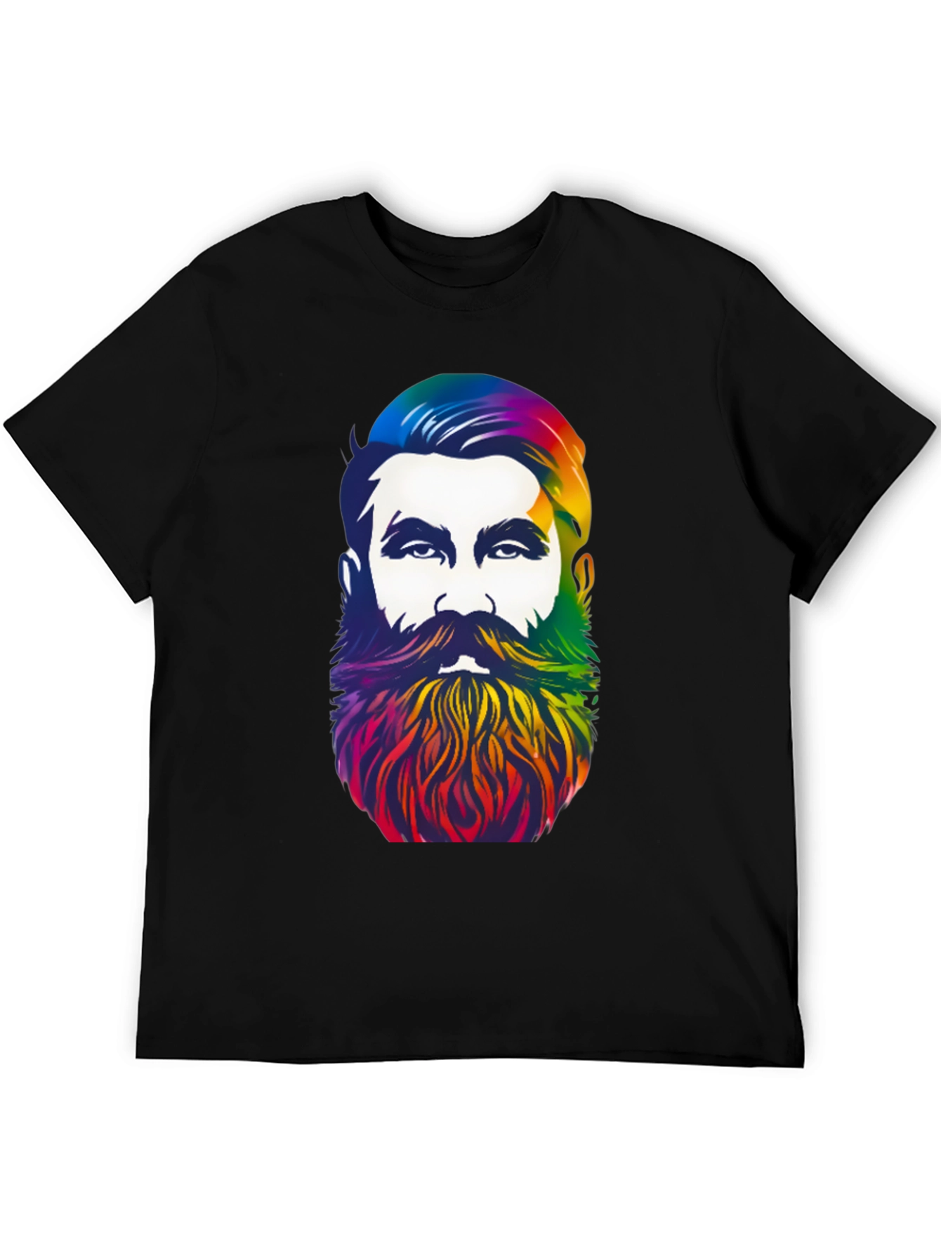 Rainbow Beard Graphic T-Shirt - Stylish Mens Tee